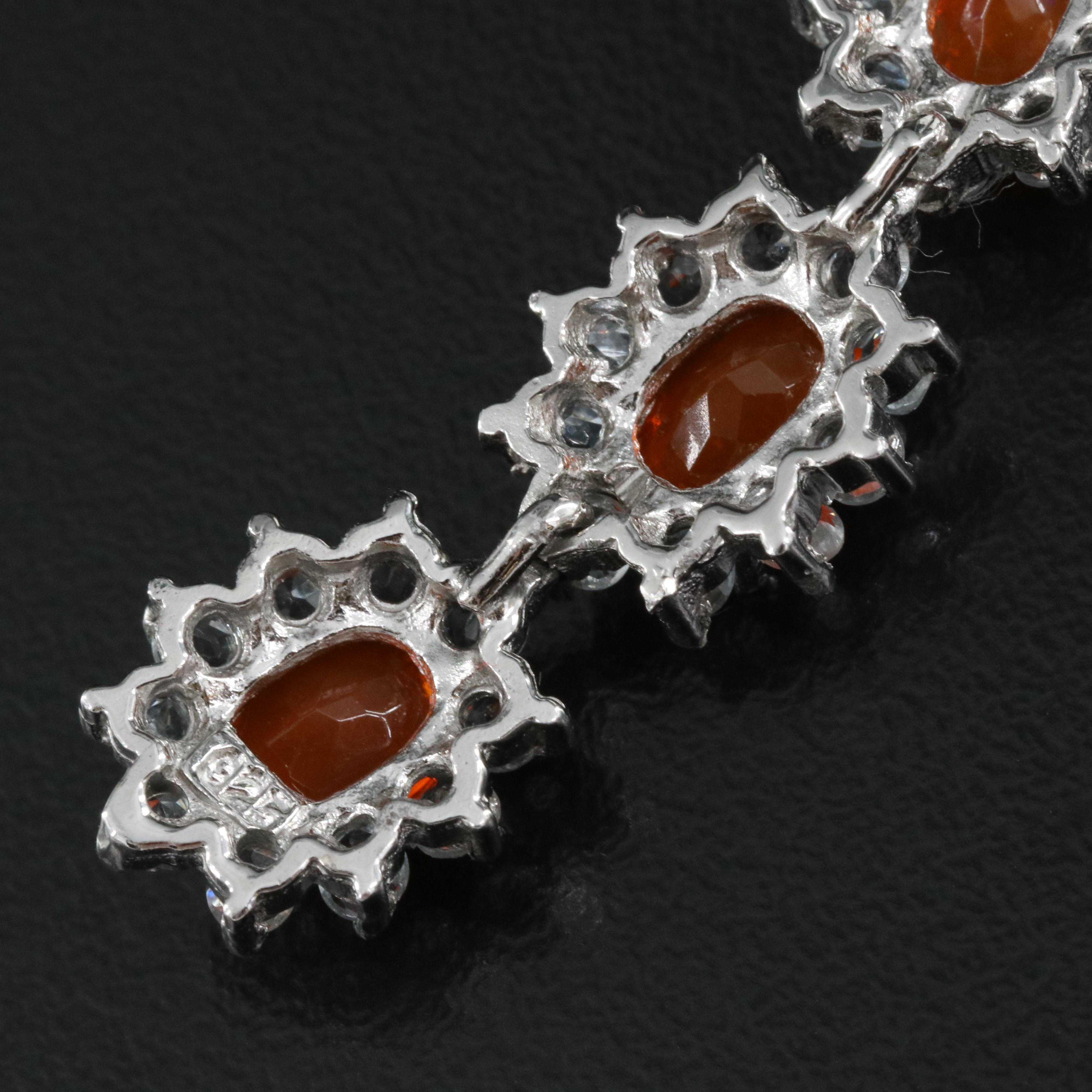 Sterling Fire Opal and Aquamarine Y Necklace