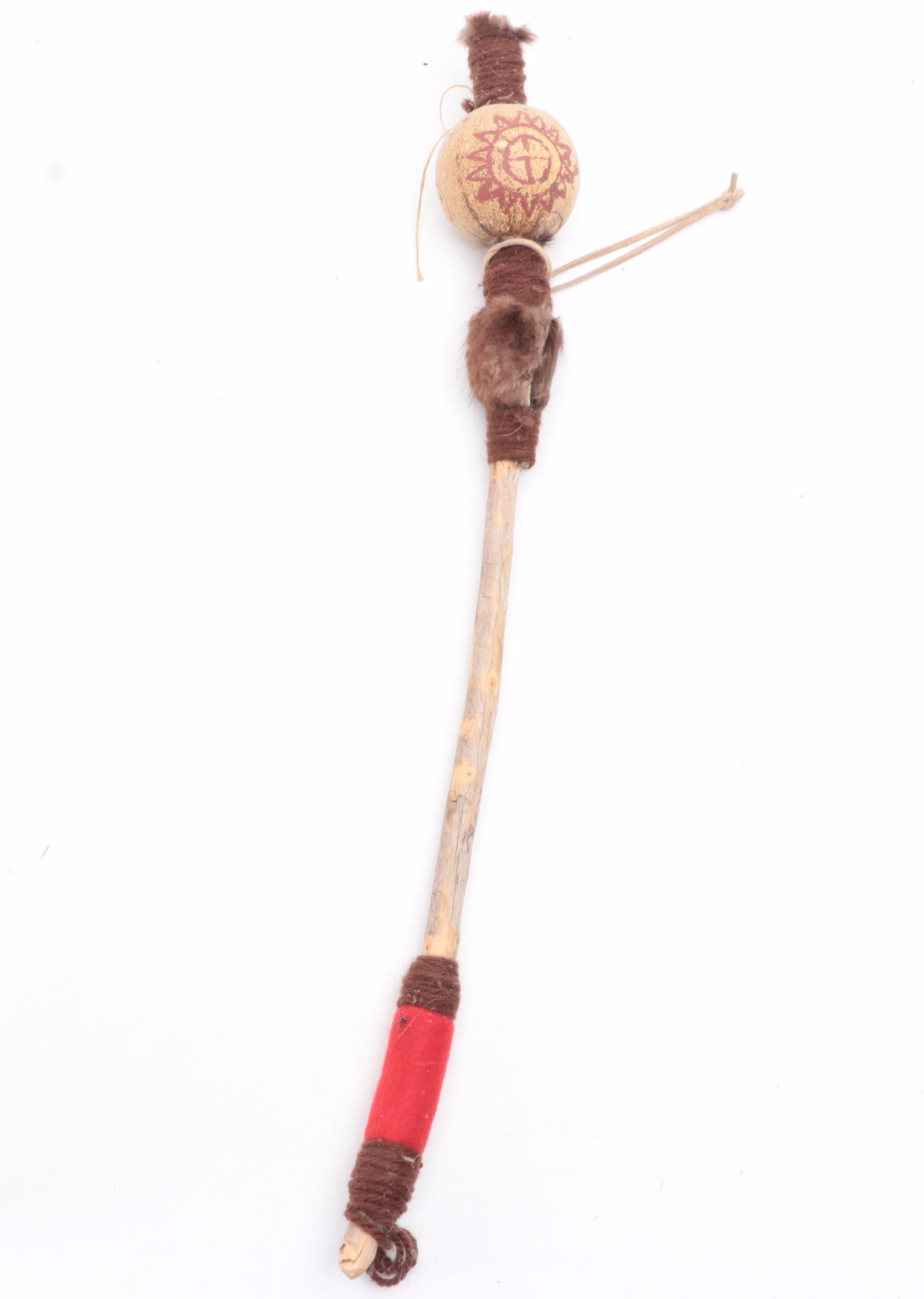 Native American Style Ceremonial Staffs and War Club