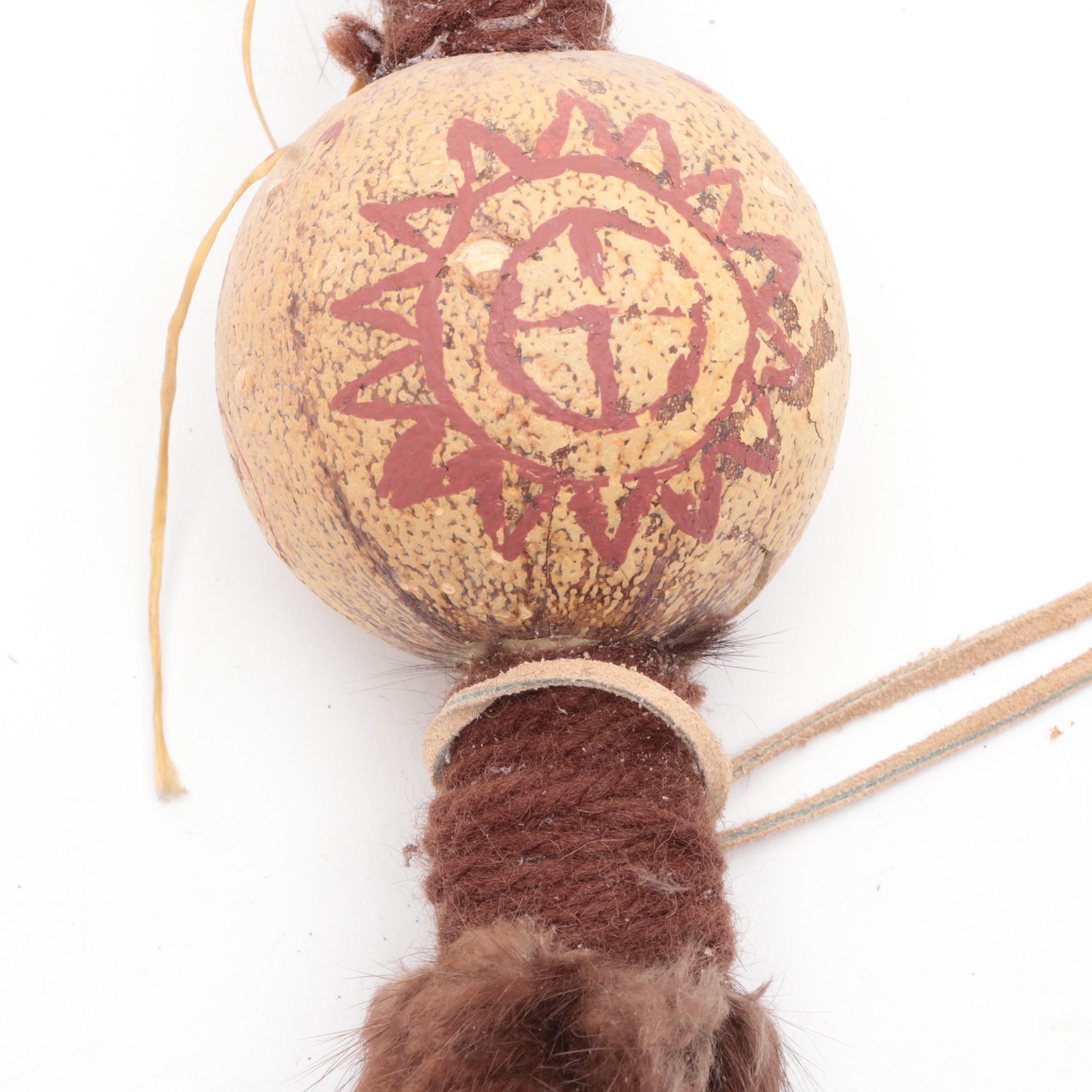 Native American Style Ceremonial Staffs and War Club