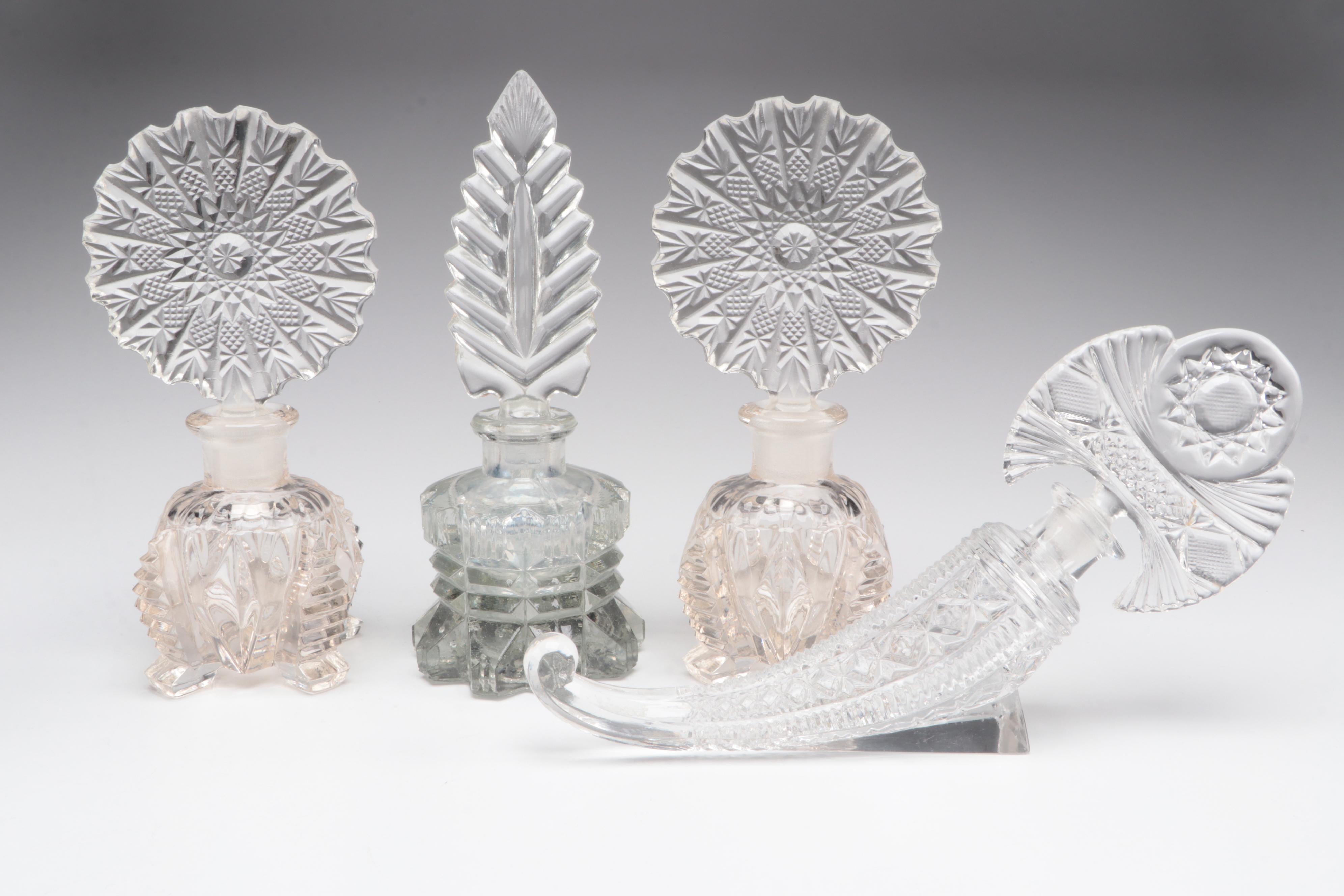 Waterford Crystal with Bohemian Cut Glass and Other Art Glass Perfume Bottles