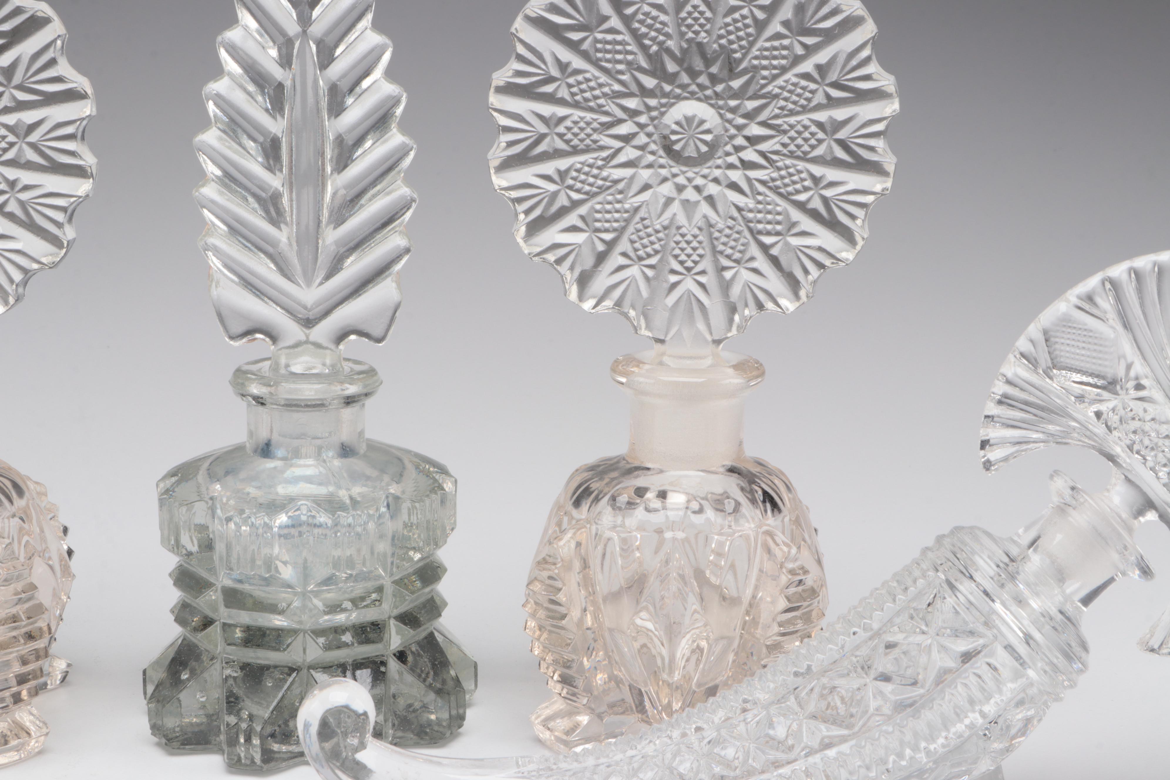 Waterford Crystal with Bohemian Cut Glass and Other Art Glass Perfume Bottles