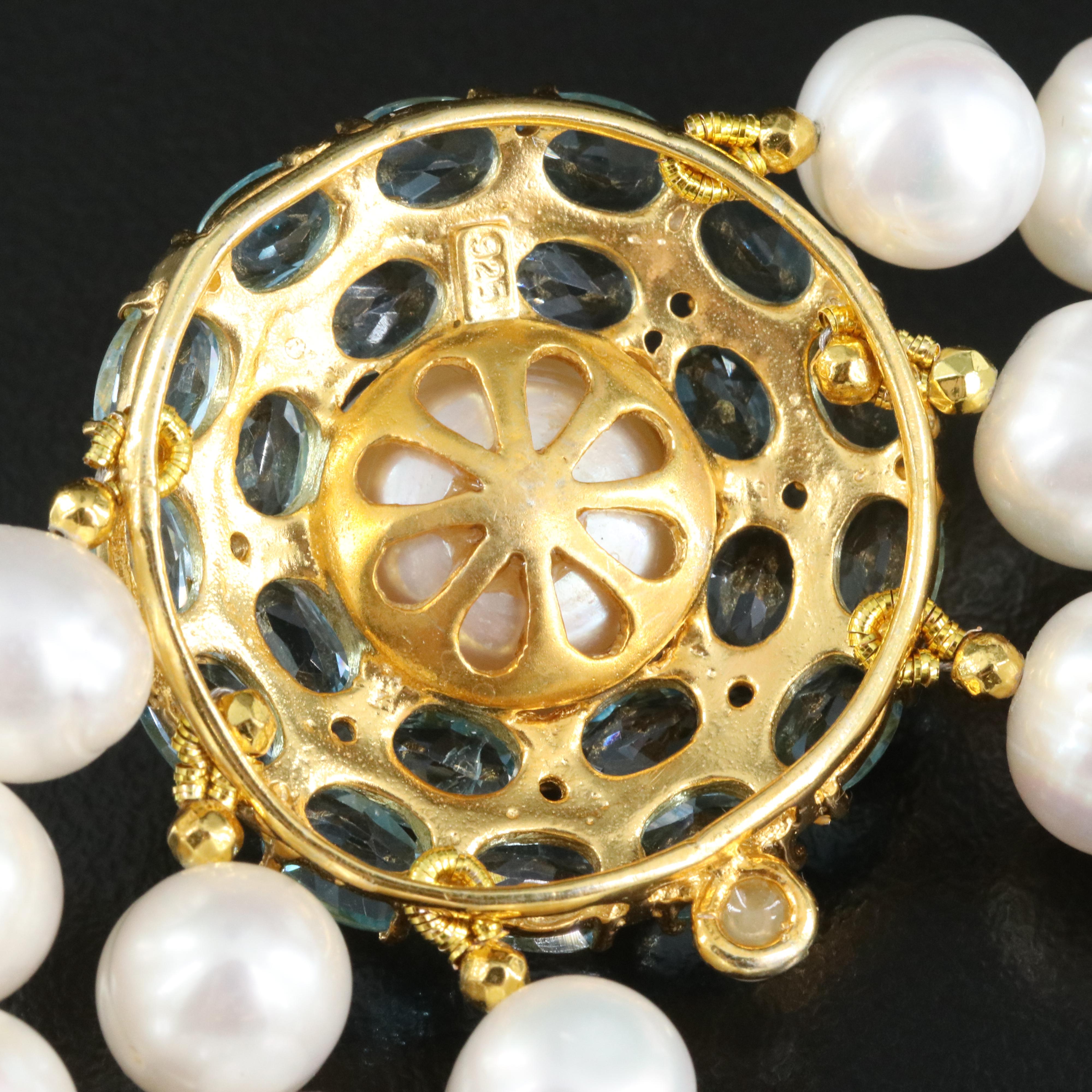 Sterling Pearl and Topaz Necklace