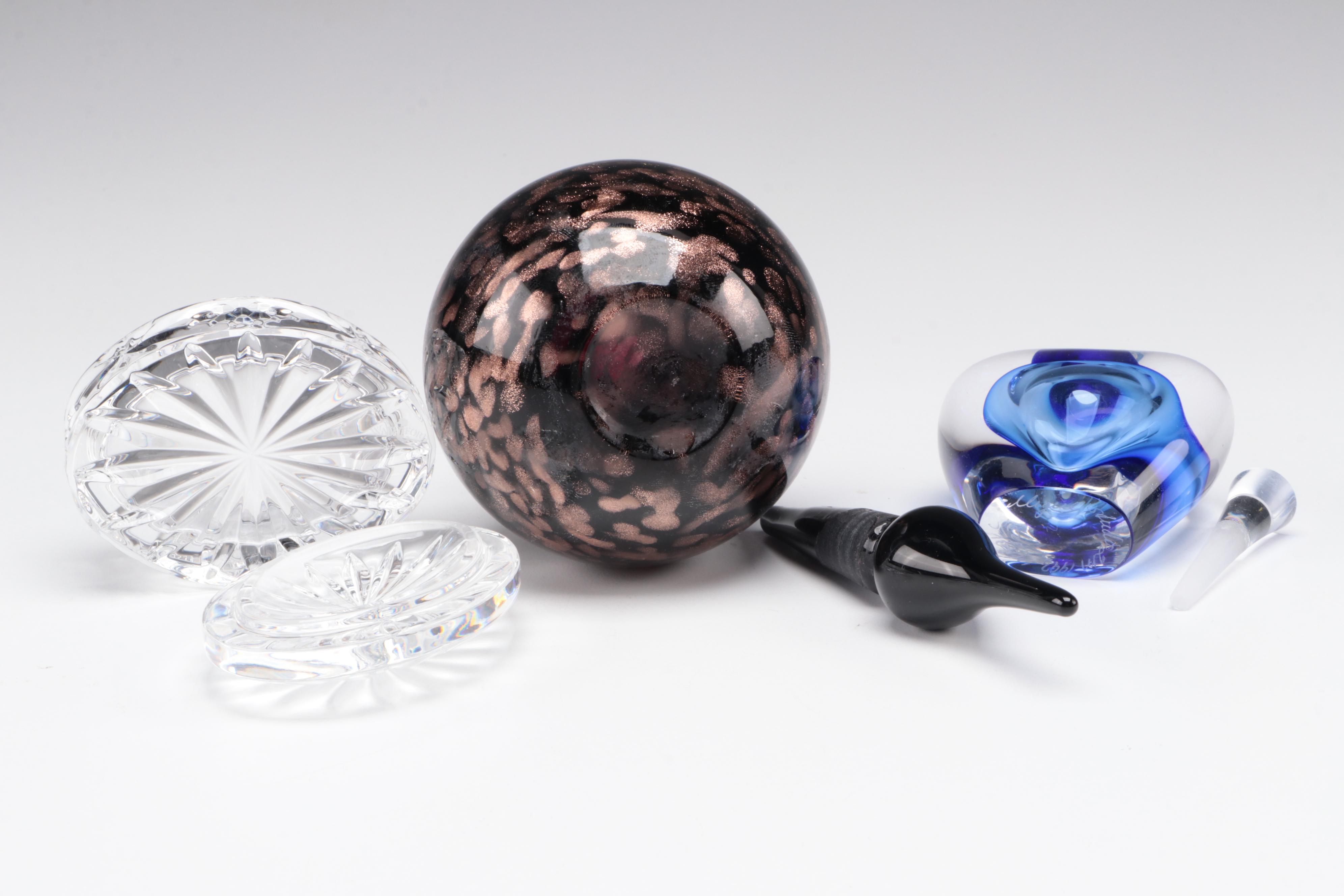 Waterford Crystal with Bohemian Cut Glass and Other Art Glass Perfume Bottles