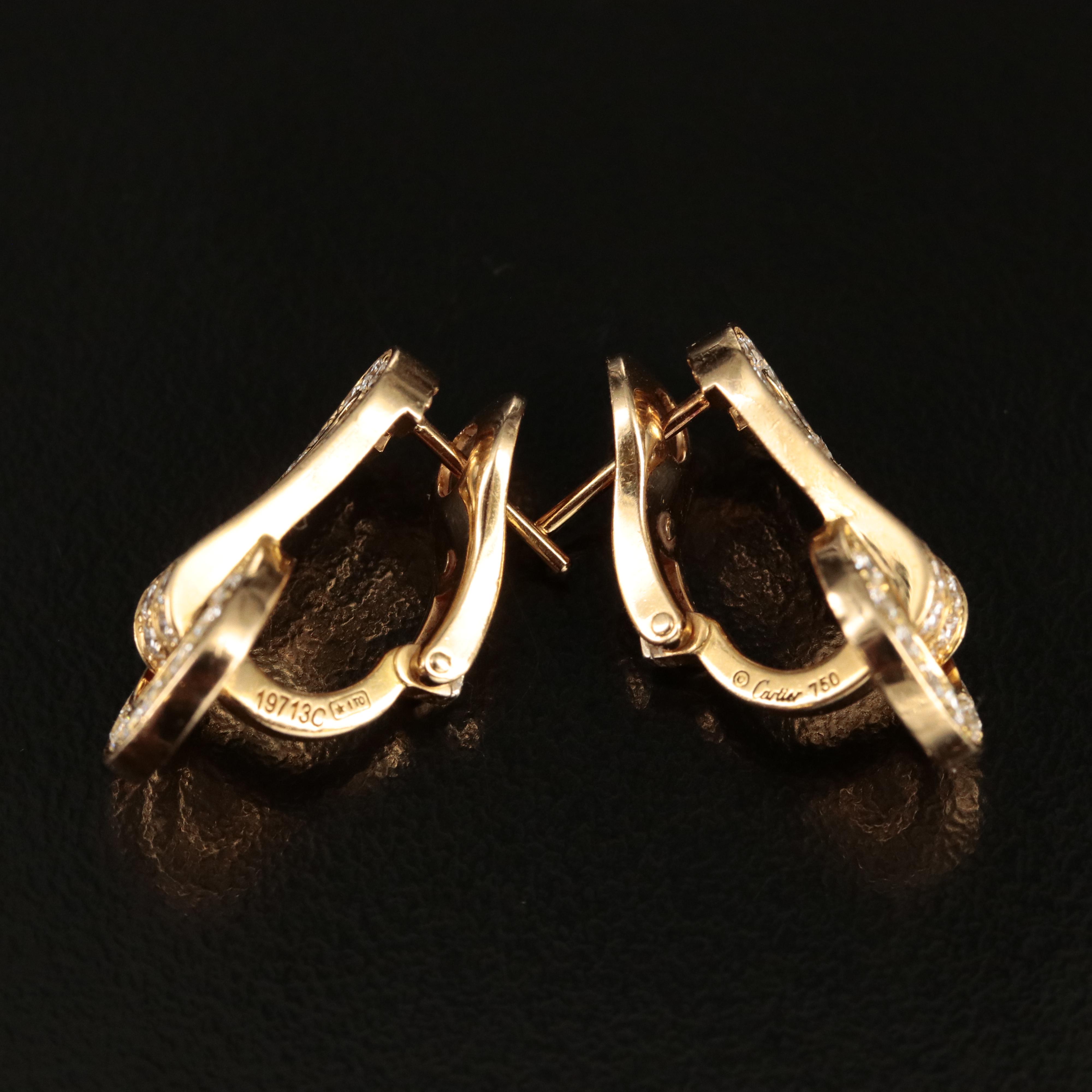 Cartier "Agrafe" 18K 1.16 CTW Diamond Earrings