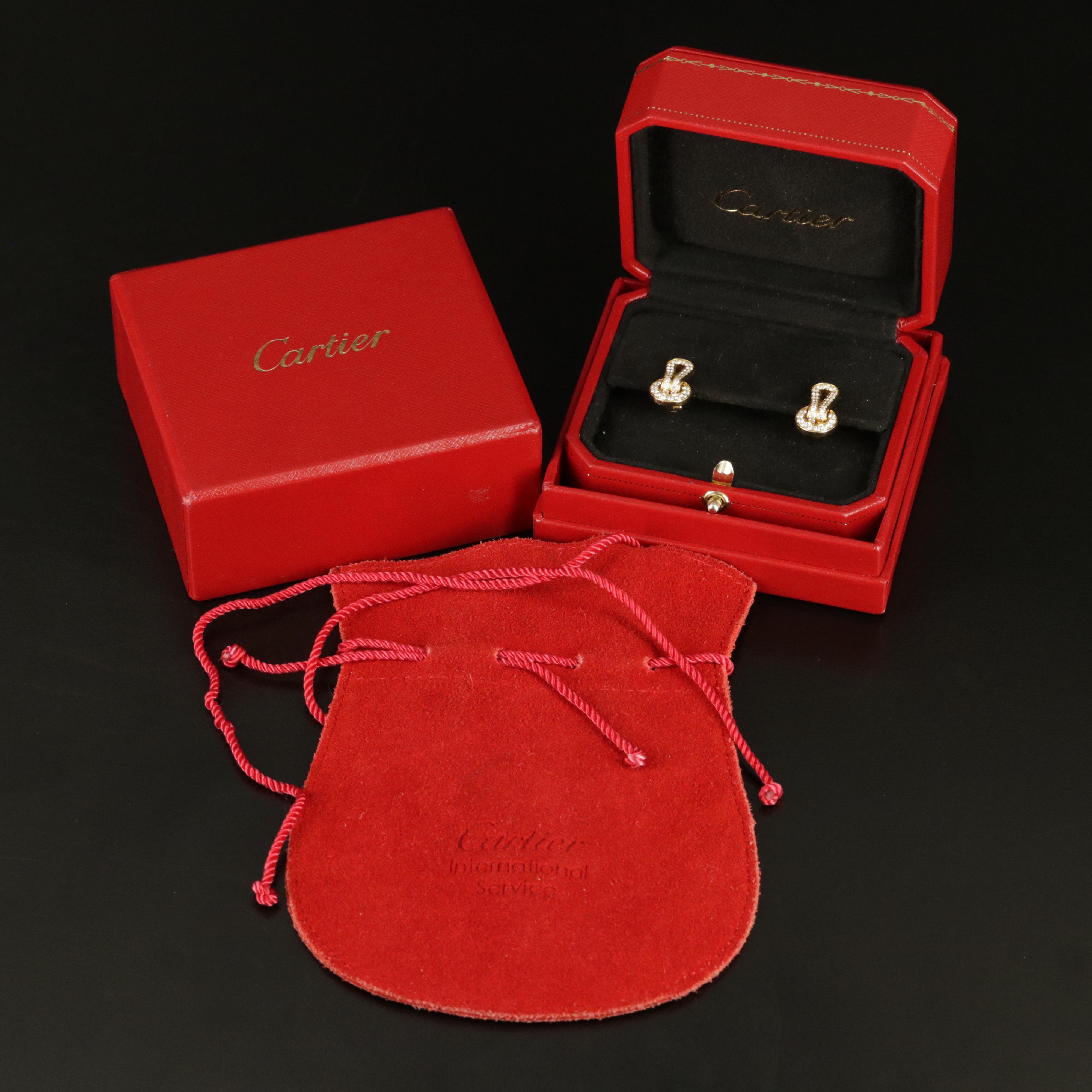 Cartier "Agrafe" 18K 1.16 CTW Diamond Earrings