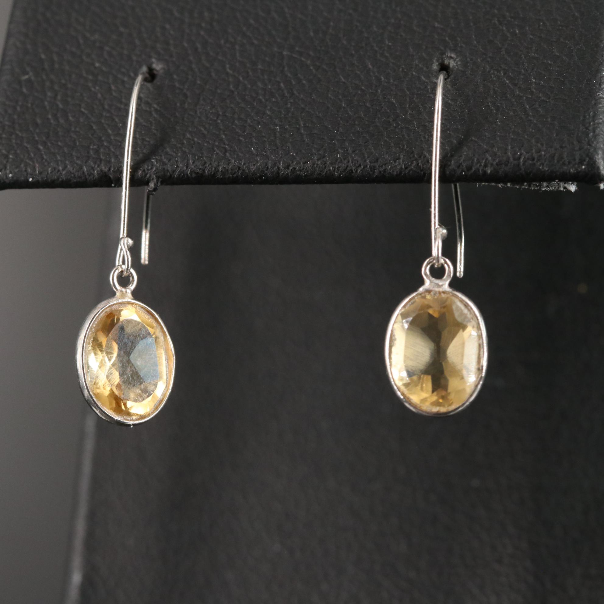 14K Citrine Dangle Earrings