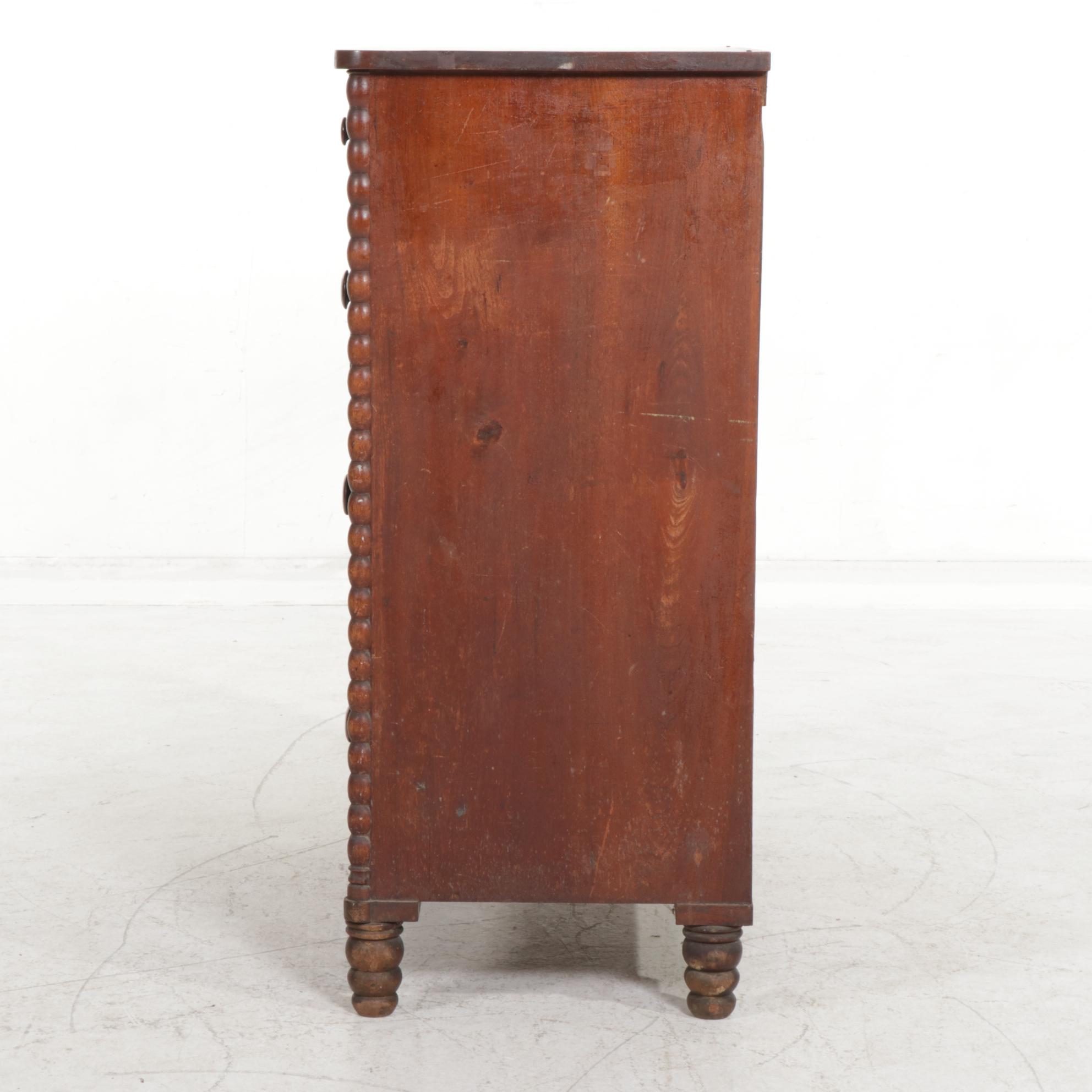 Empire Style Walnut Chest of Drawers, Late 19th to Early 20th Century