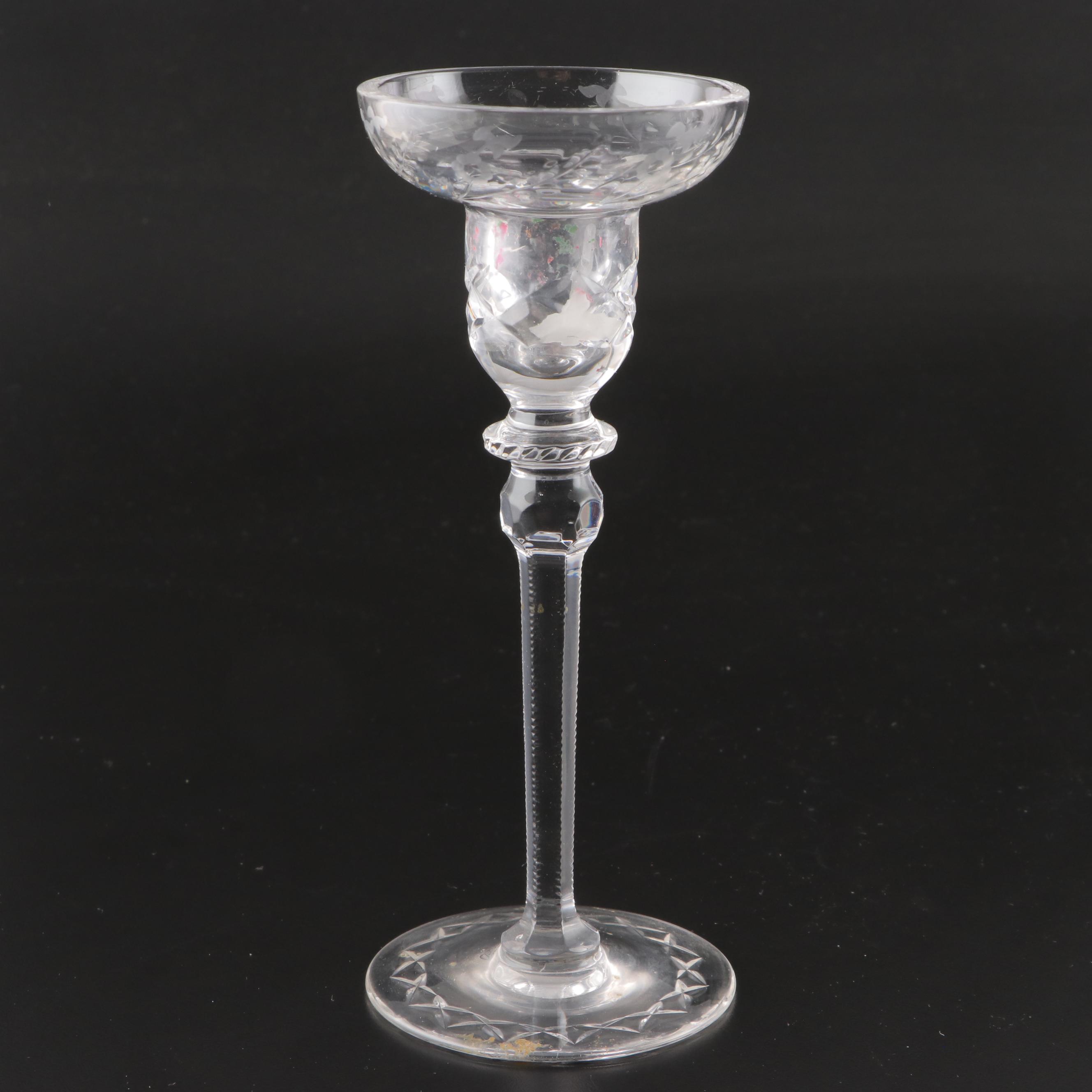 Rogaska Crystal Candlesticks with Square Plates and Beaker Vase