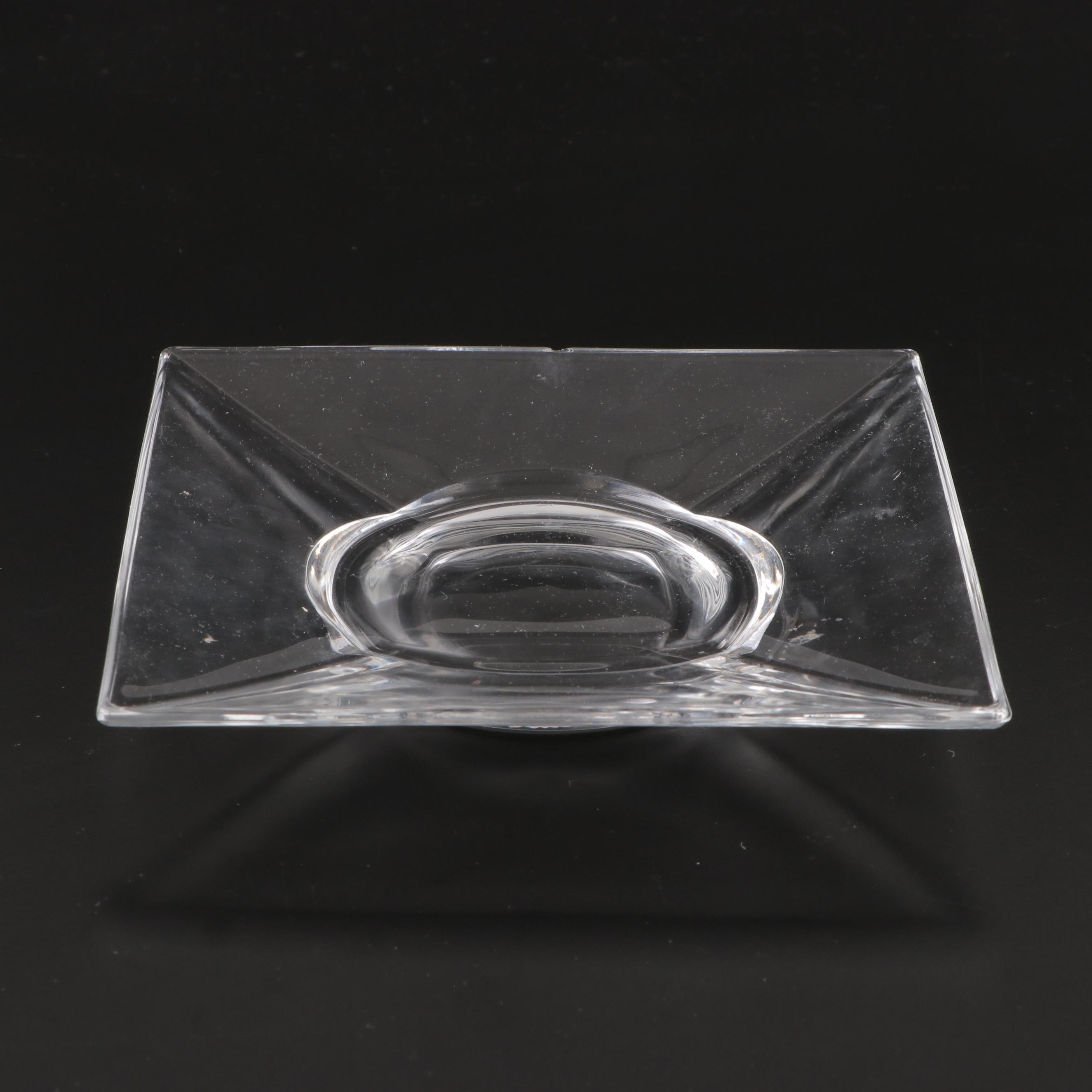 Rogaska Crystal Candlesticks with Square Plates and Beaker Vase