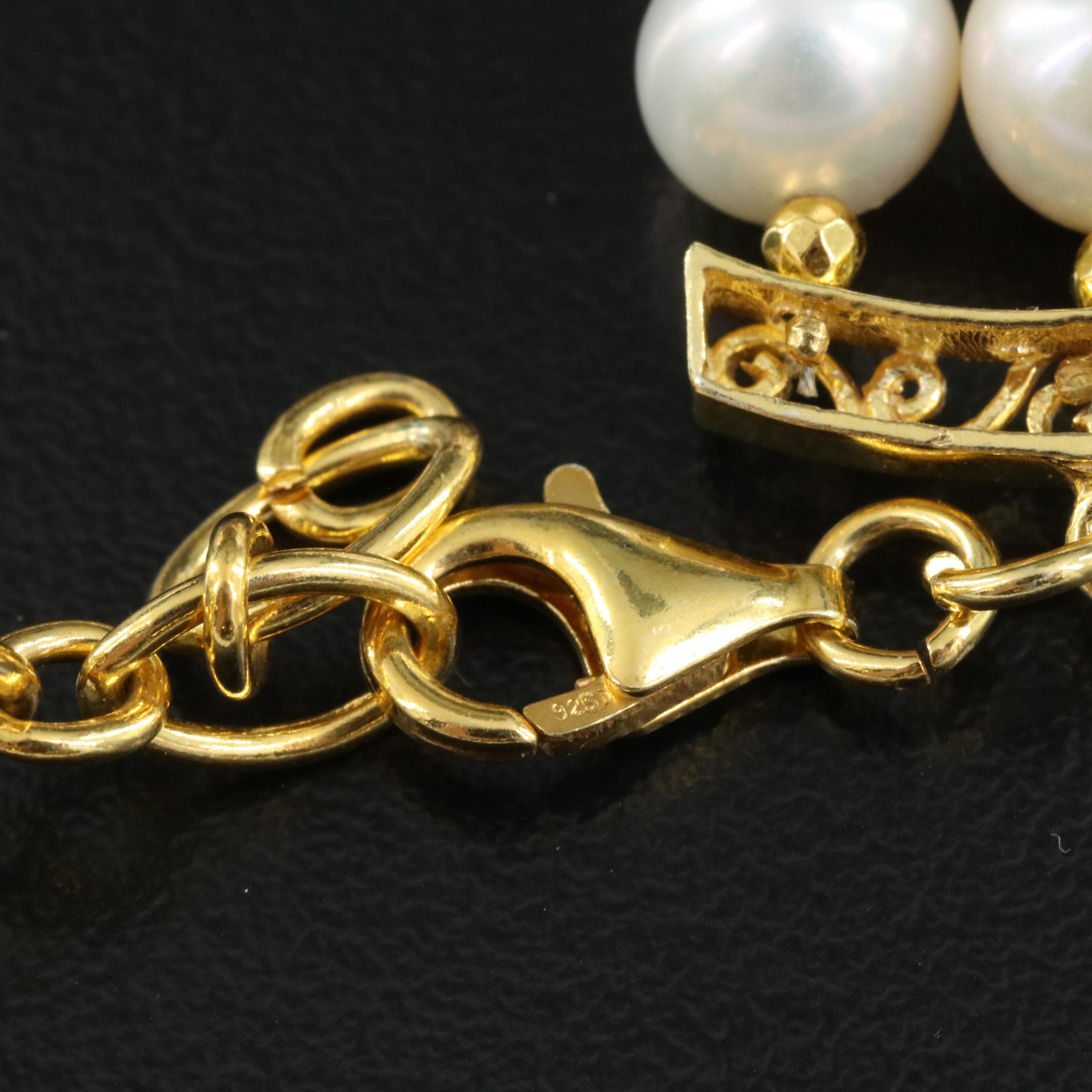 Sterling Pearl, Citrine and Garnet Triple Strand Necklace