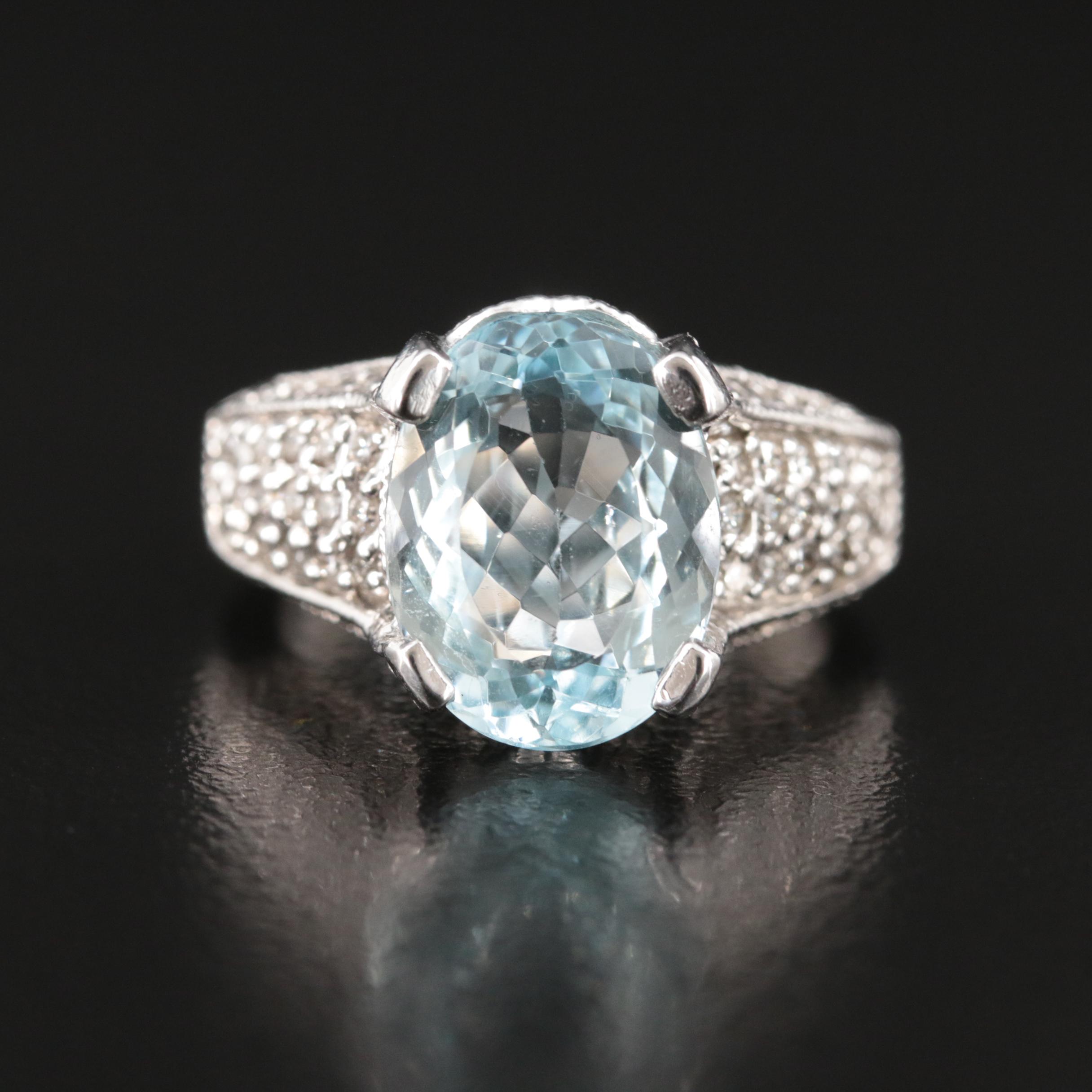 14K 3.99 CT Aquamarine and Diamond Ring