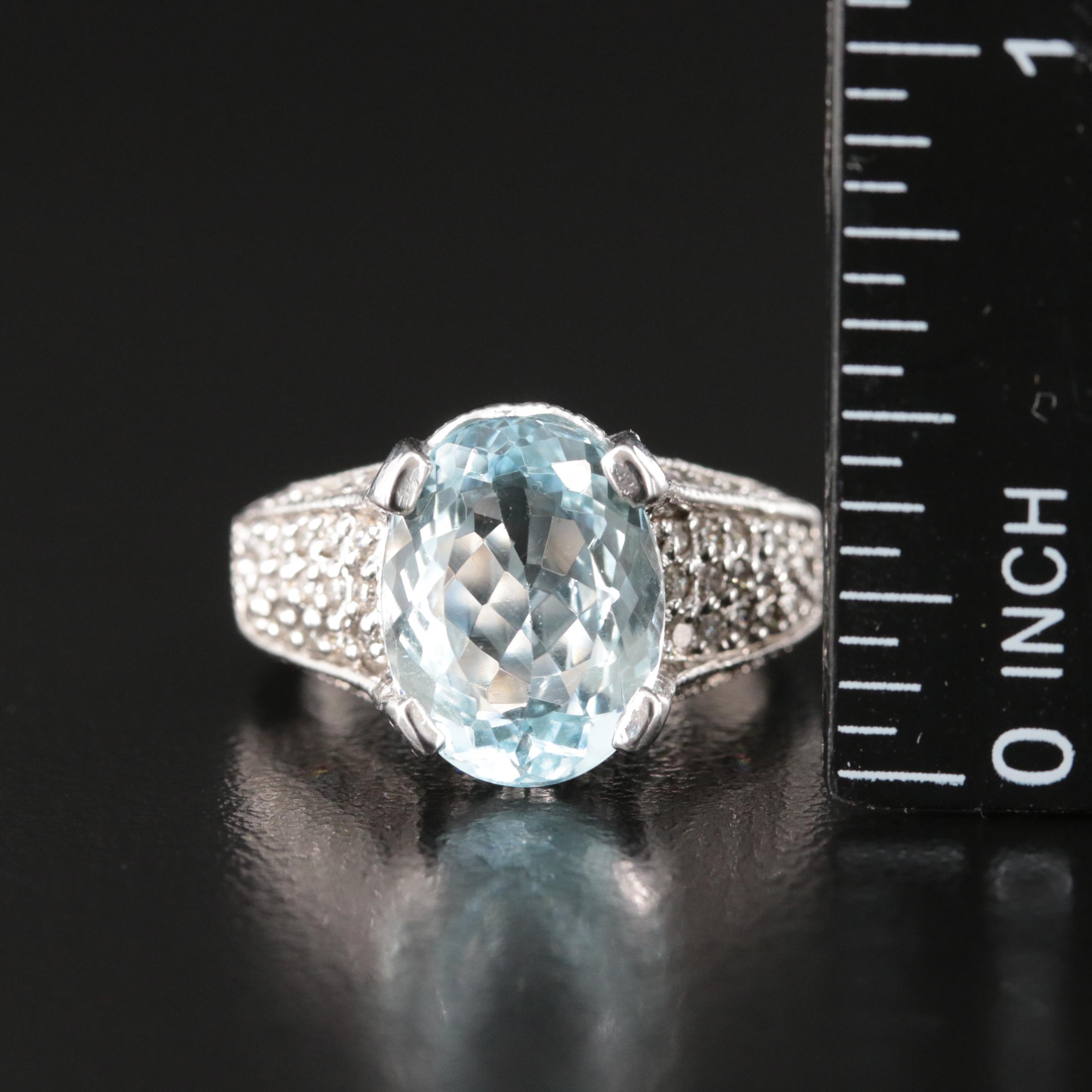 14K 3.99 CT Aquamarine and Diamond Ring