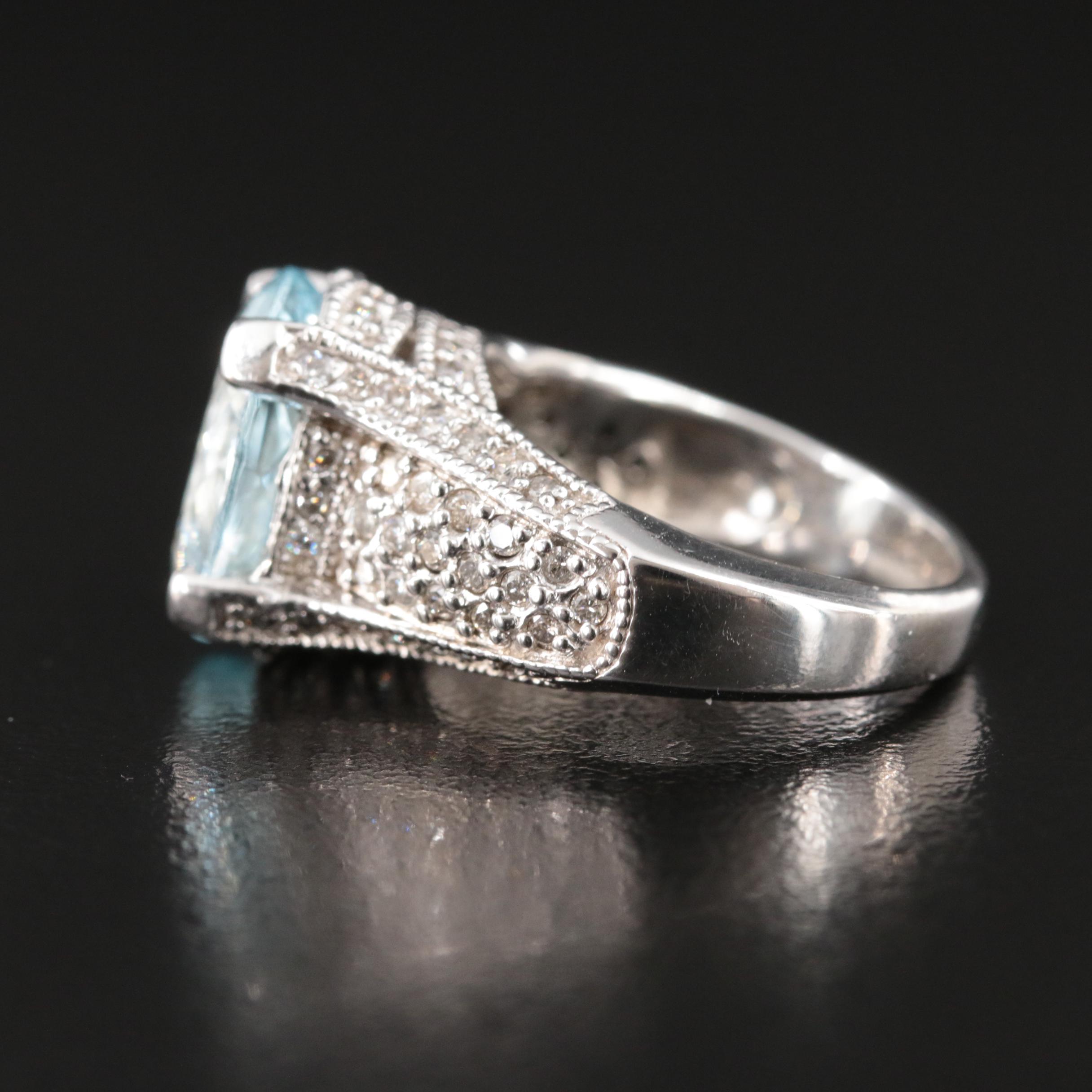 14K 3.99 CT Aquamarine and Diamond Ring