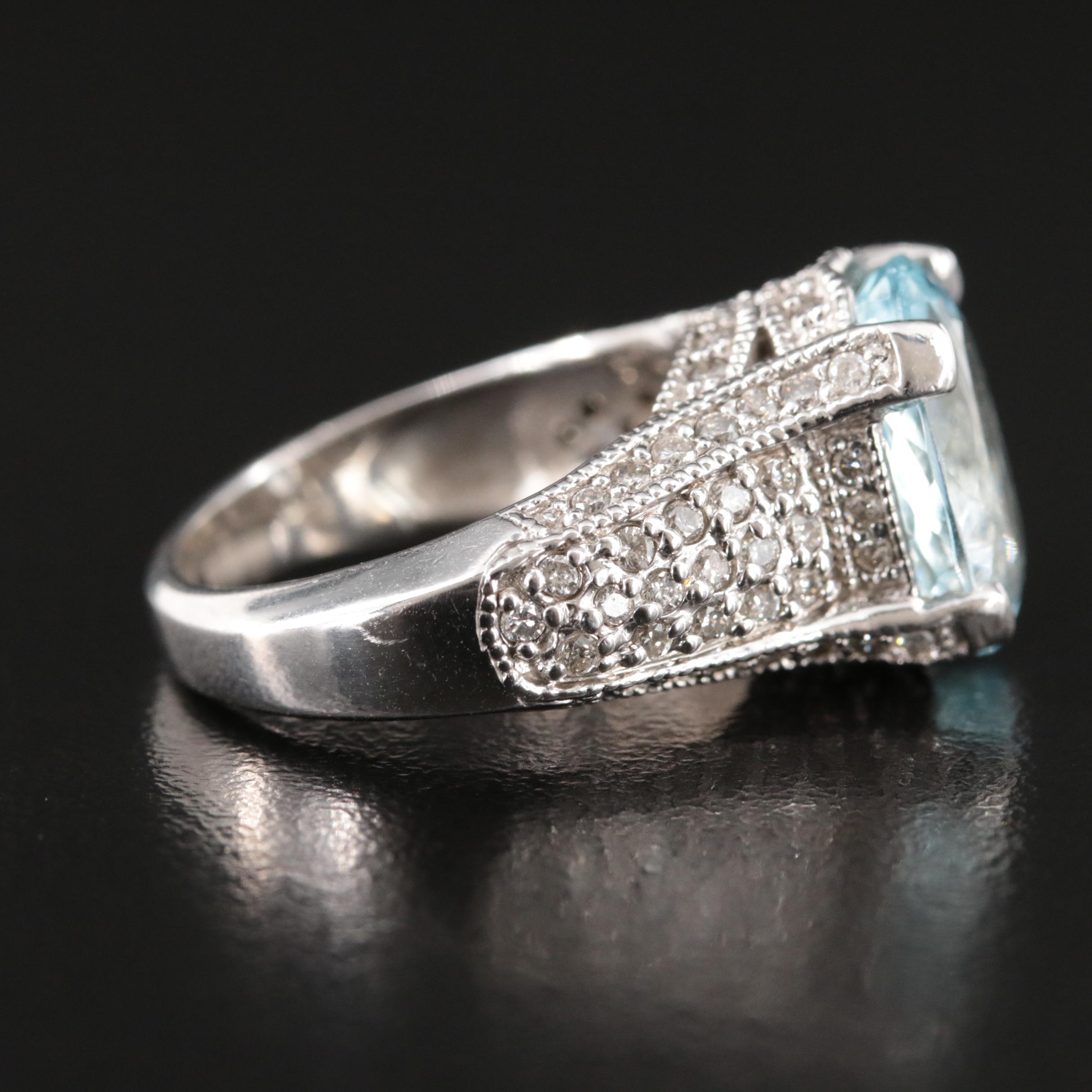 14K 3.99 CT Aquamarine and Diamond Ring