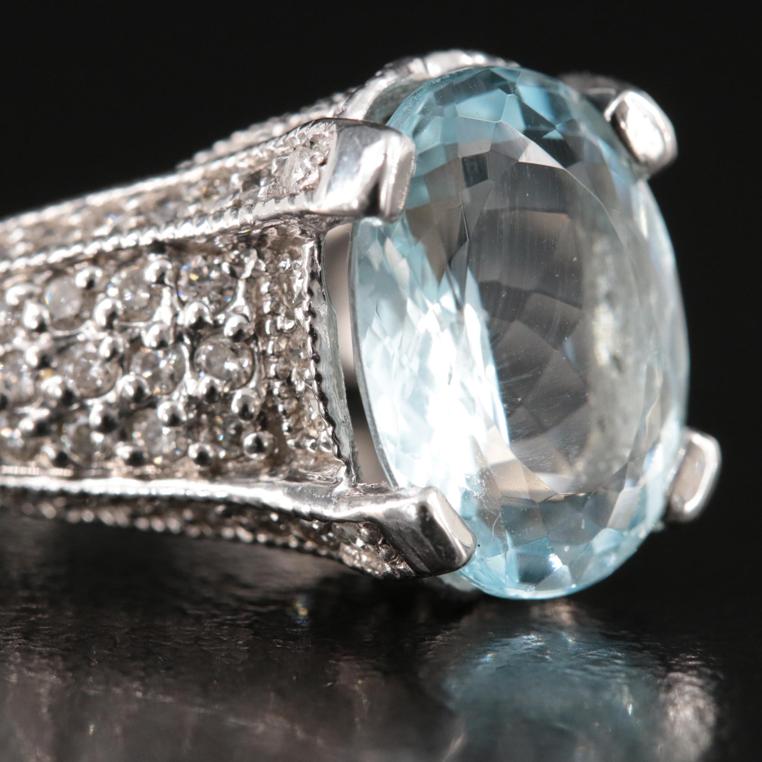 14K 3.99 CT Aquamarine and Diamond Ring