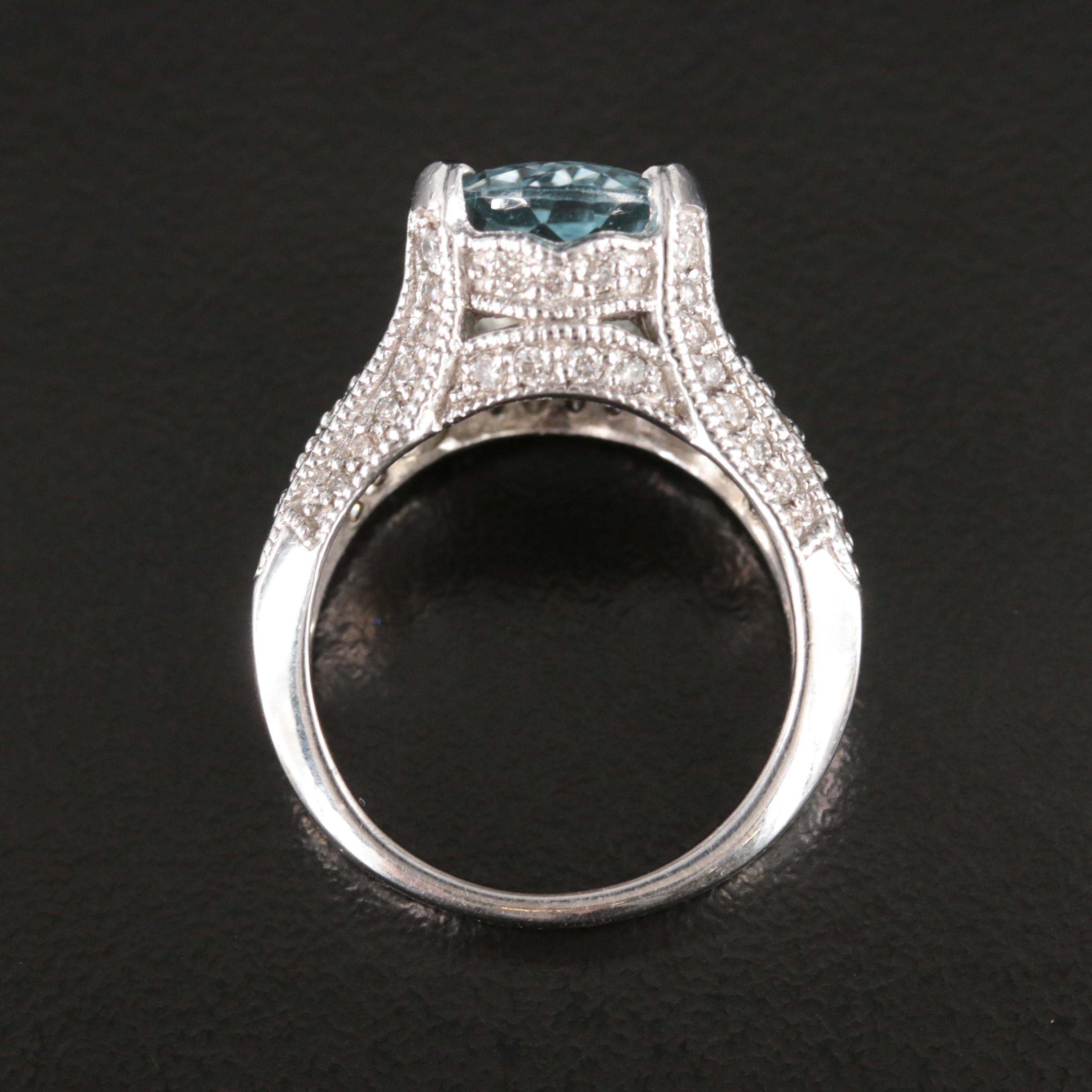 14K 3.99 CT Aquamarine and Diamond Ring