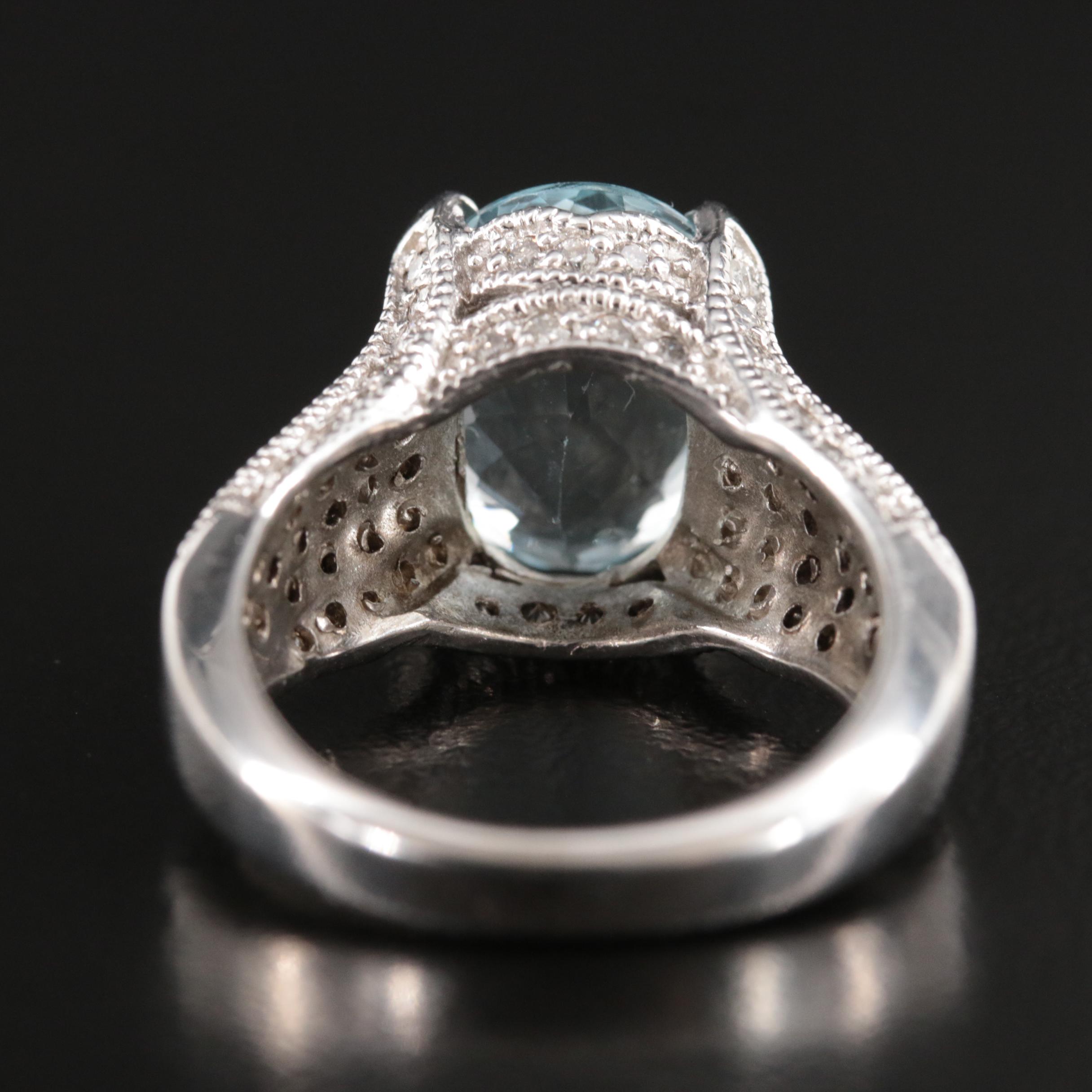 14K 3.99 CT Aquamarine and Diamond Ring