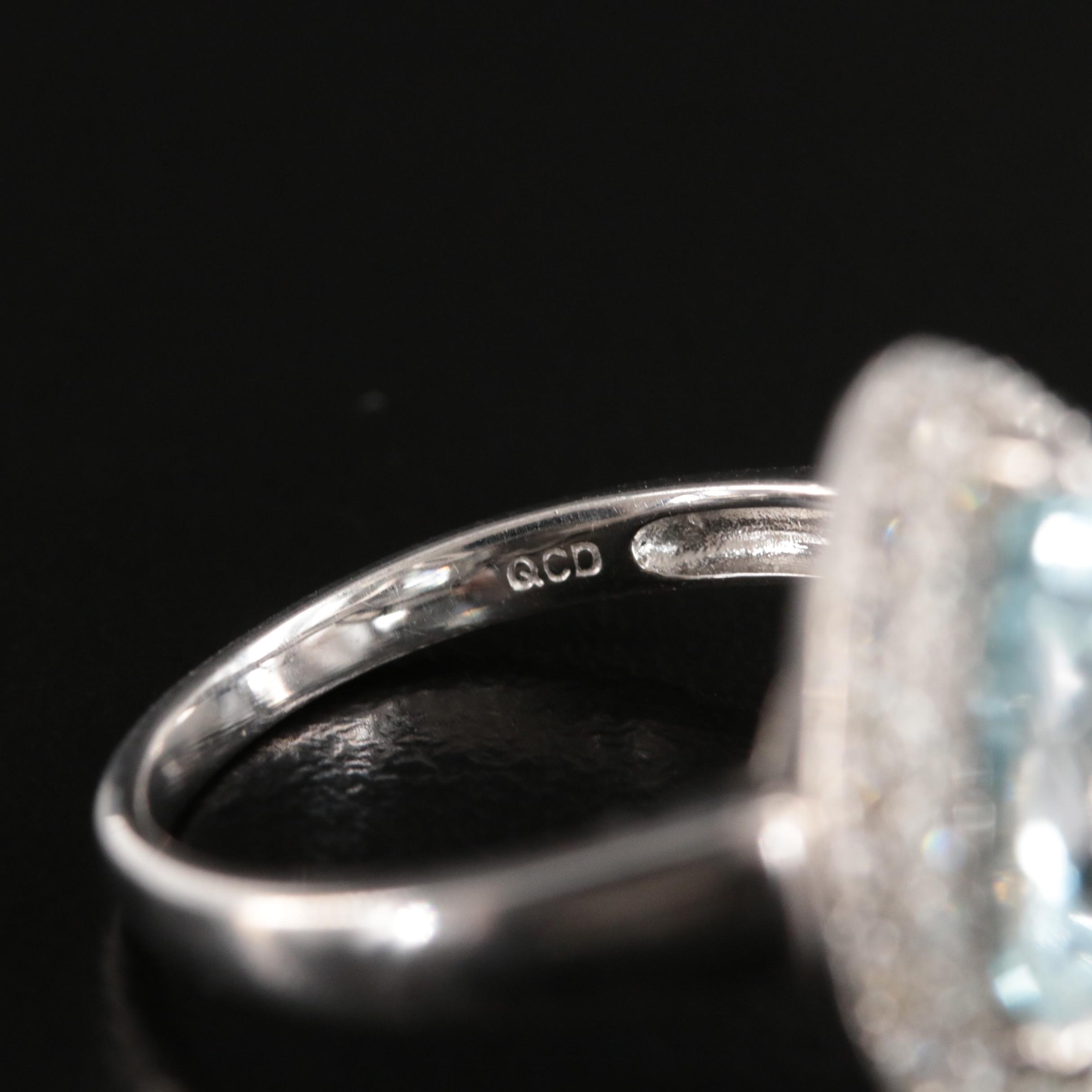 14K 3.29 CT Aquamarine and Diamond Teardrop Ring