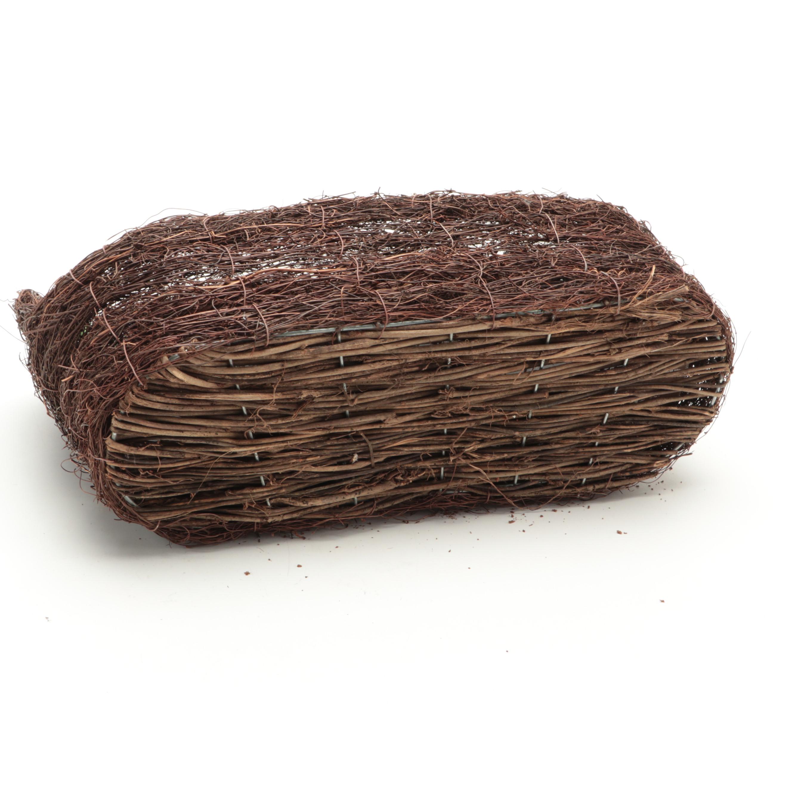 Twig Basket With Faux Amaryllis and Faux Topiaries