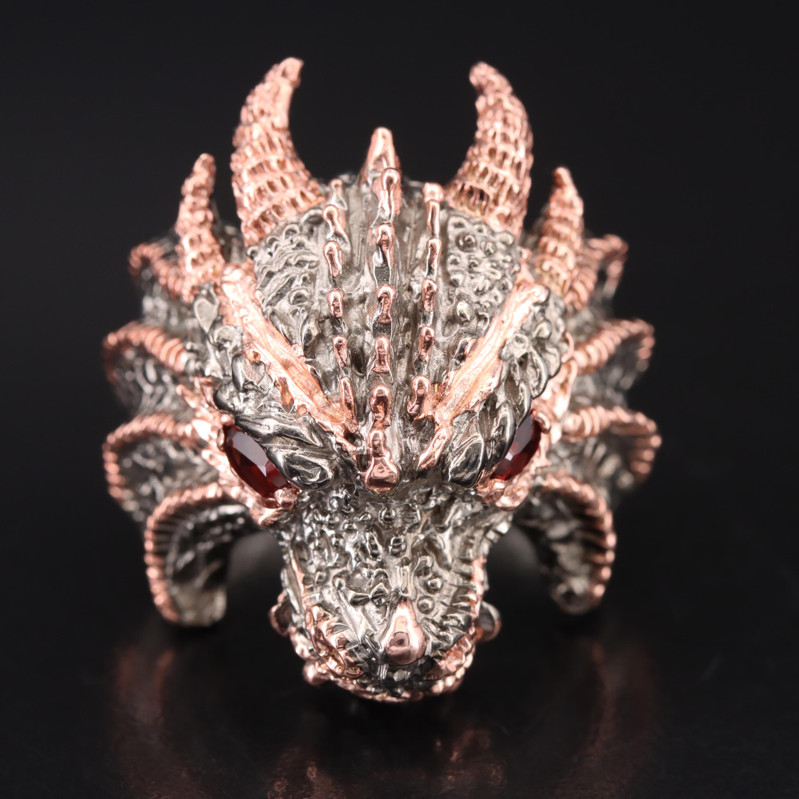 Sterling Garnet Dragon Ring