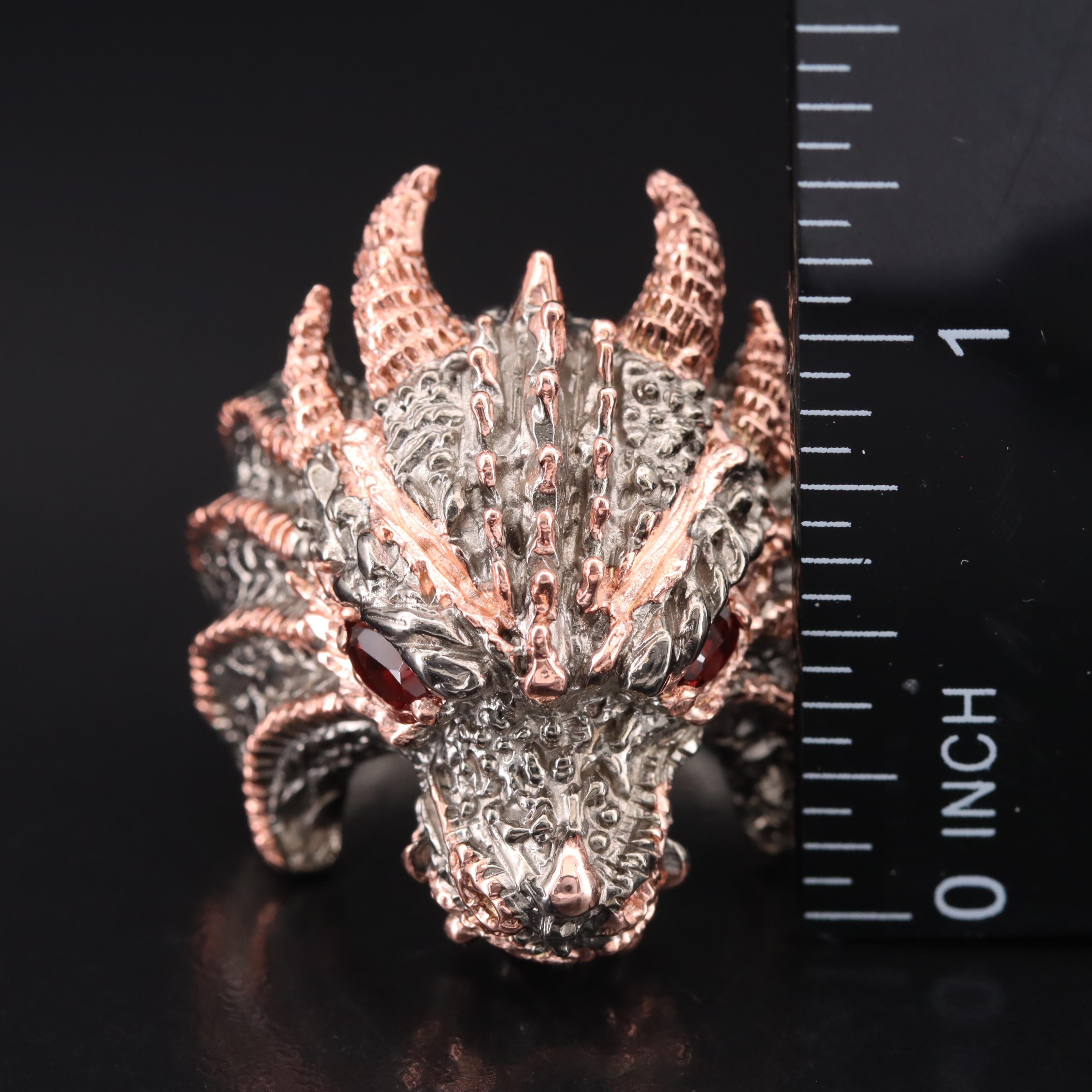 Sterling Garnet Dragon Ring