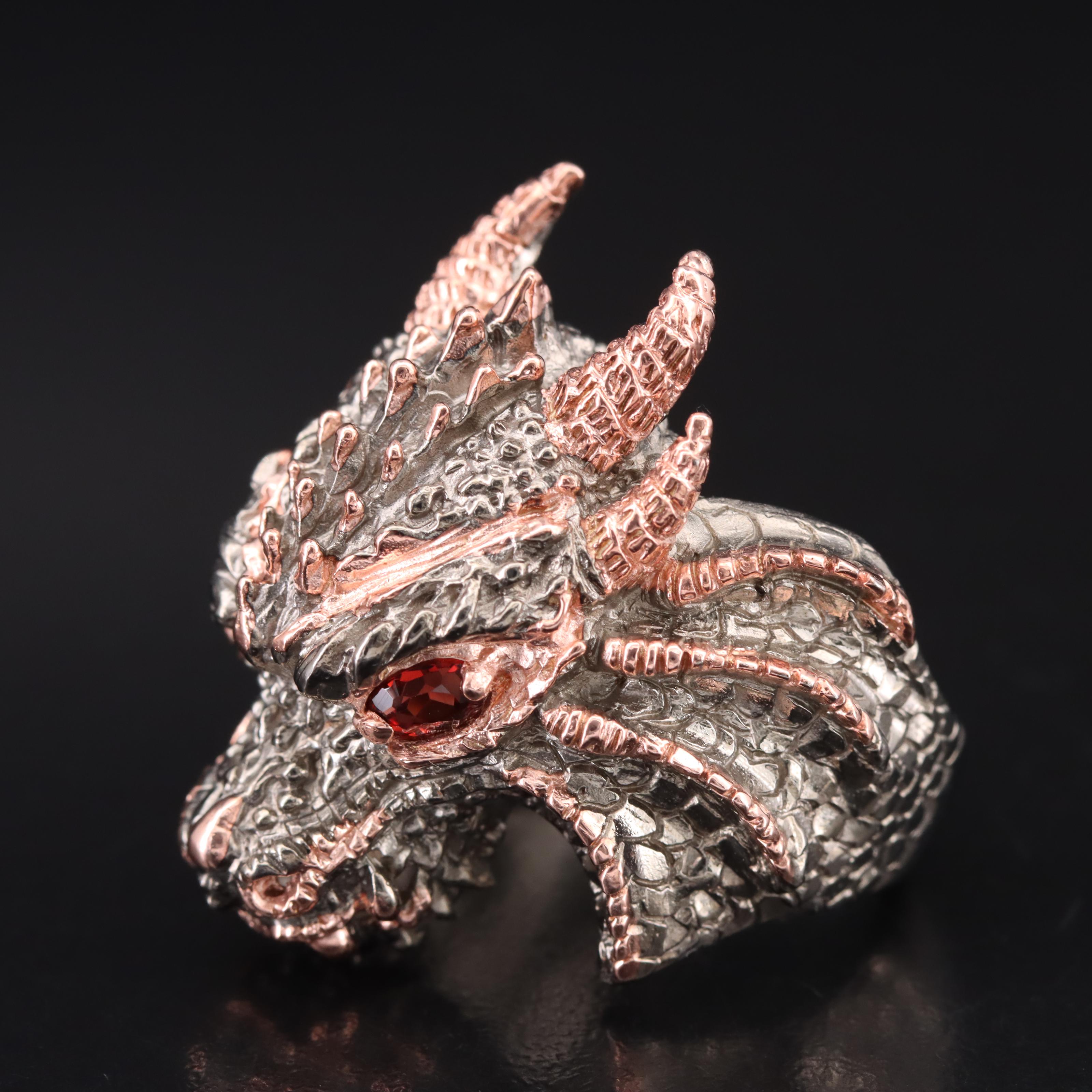 Sterling Garnet Dragon Ring