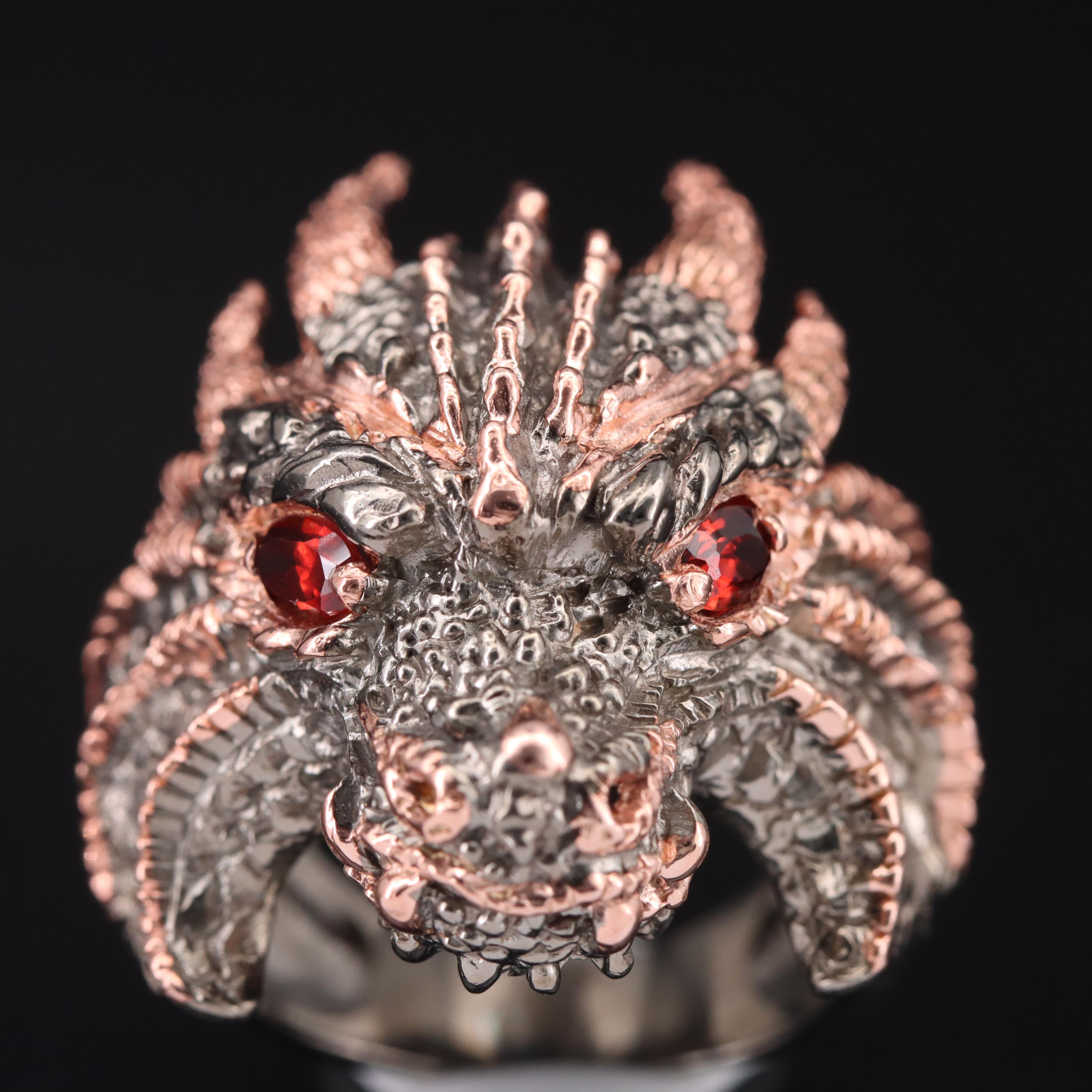 Sterling Garnet Dragon Ring