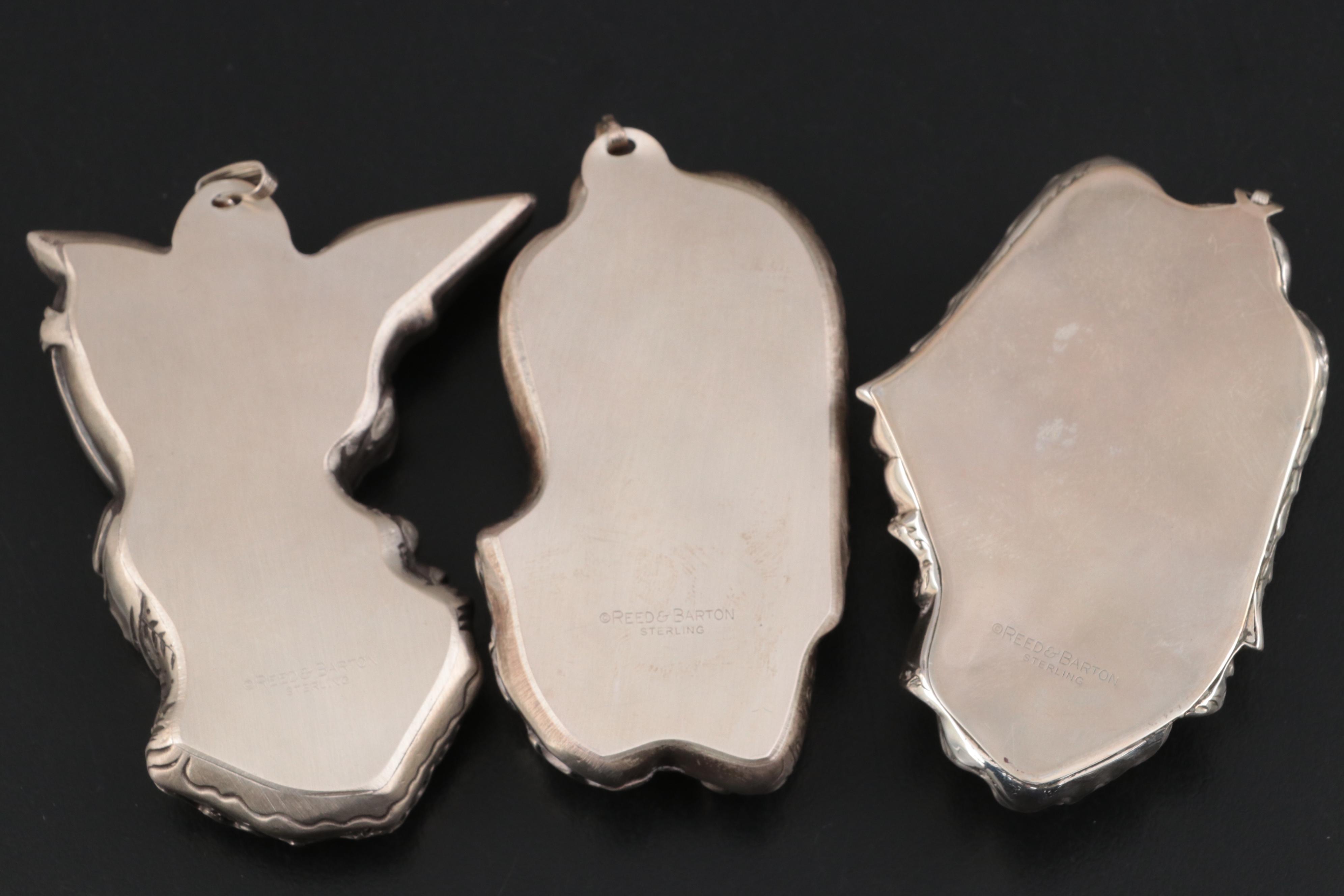 Reed & Barton Sterling Silver "Francis I" Heart and Angel Christmas Ornaments