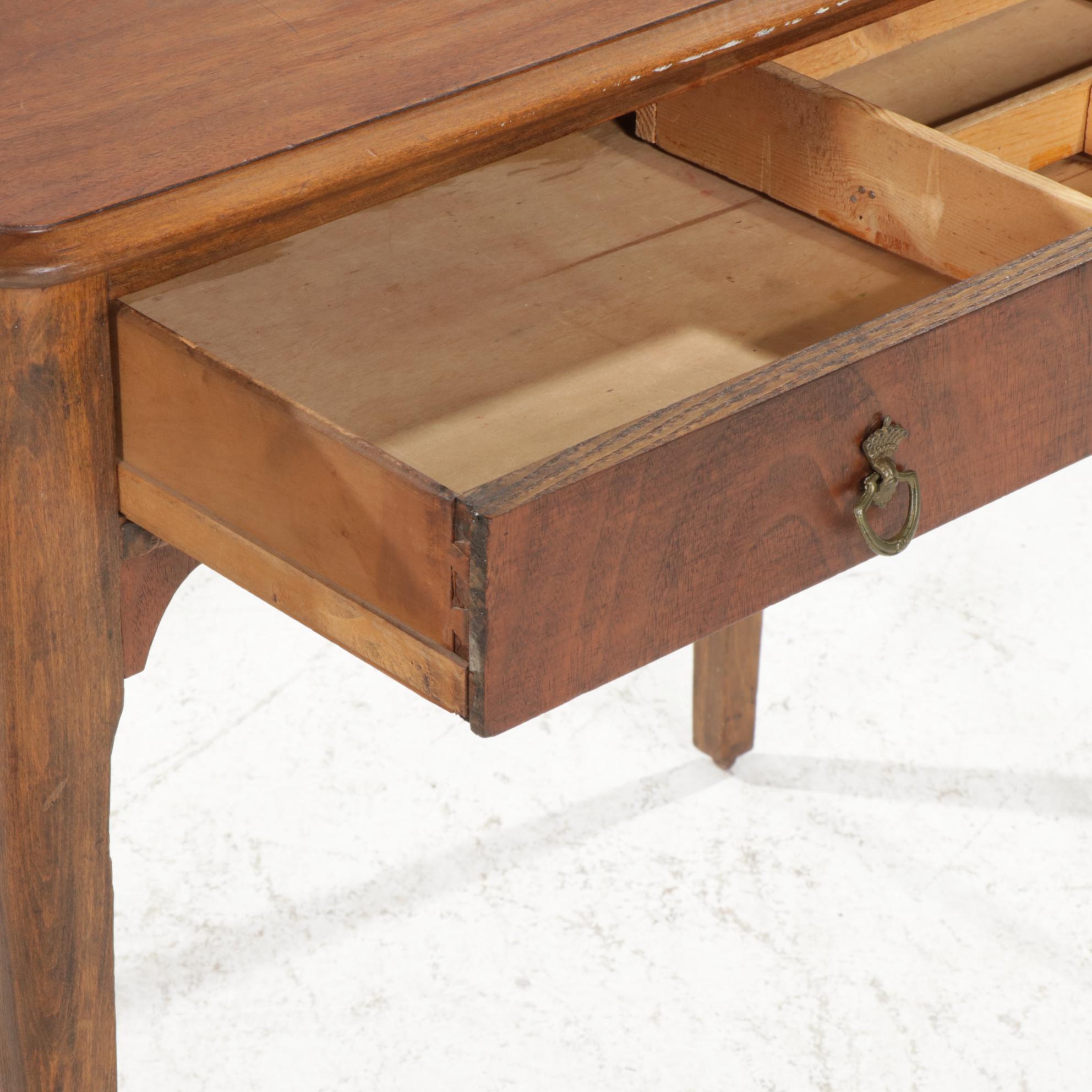 French Provincial Style Walnut Single-Drawer Desk, Early 20th Century