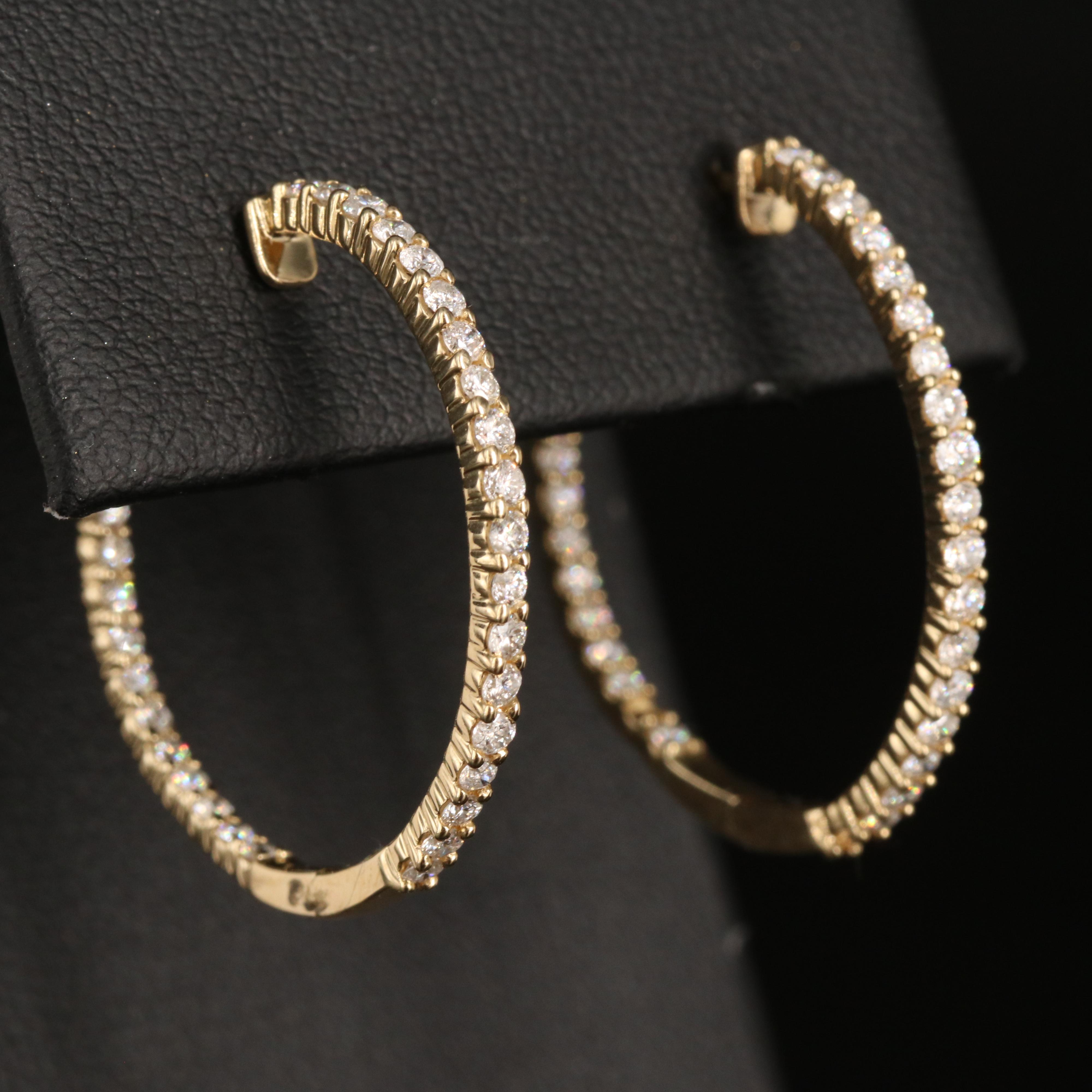 14K 1.00 CTW Diamond Inside-Out Hoop Earrings