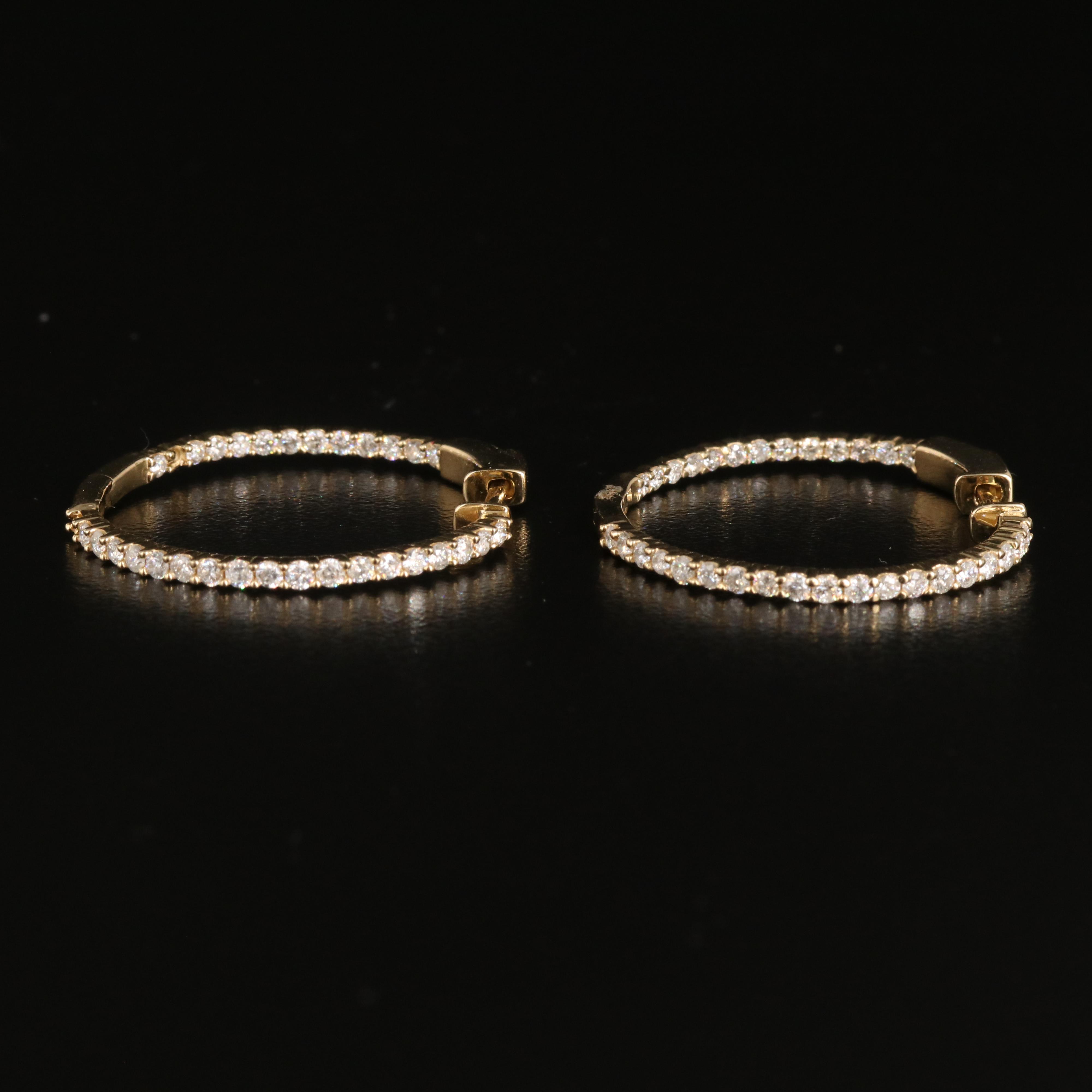 14K 1.00 CTW Diamond Inside-Out Hoop Earrings