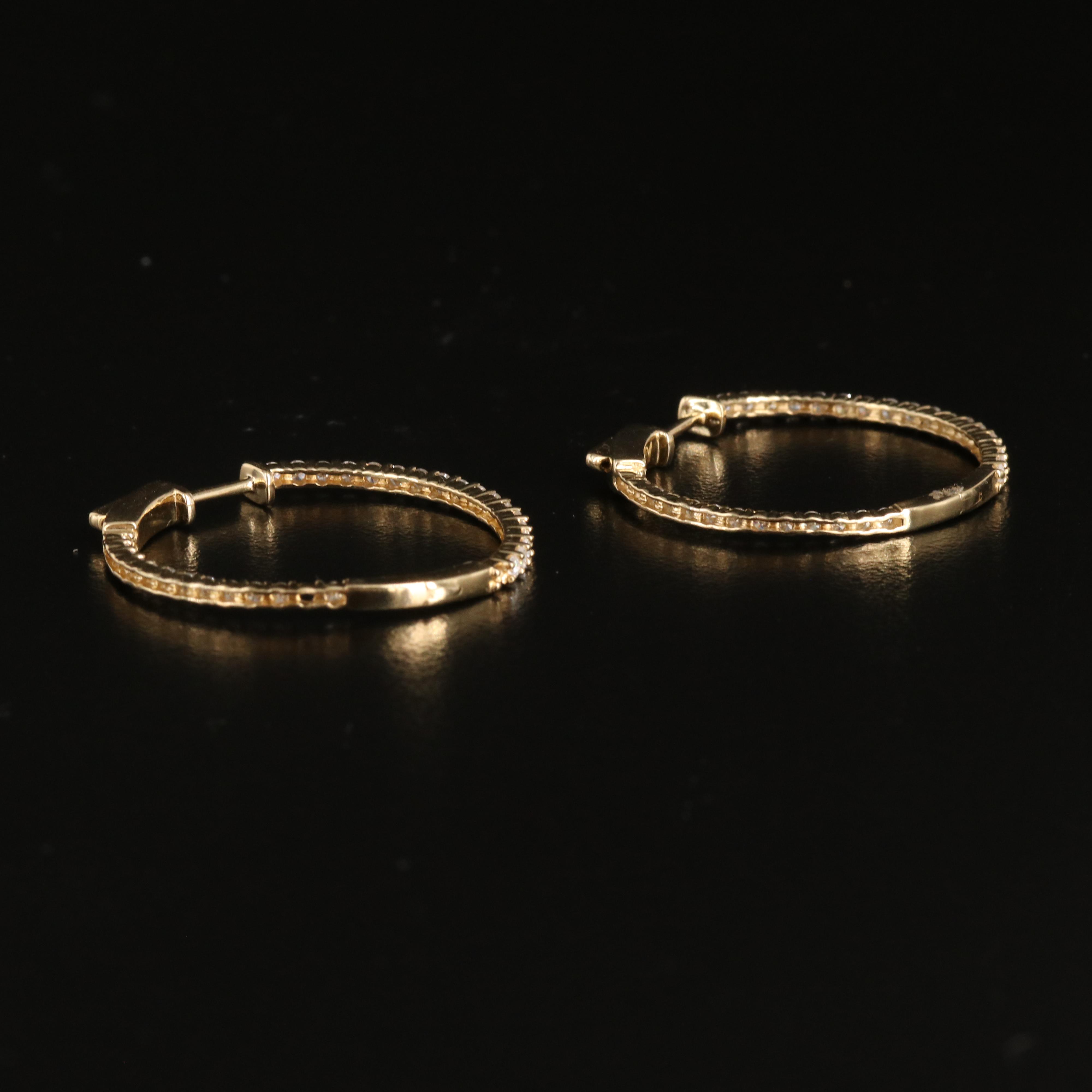 14K 1.00 CTW Diamond Inside-Out Hoop Earrings
