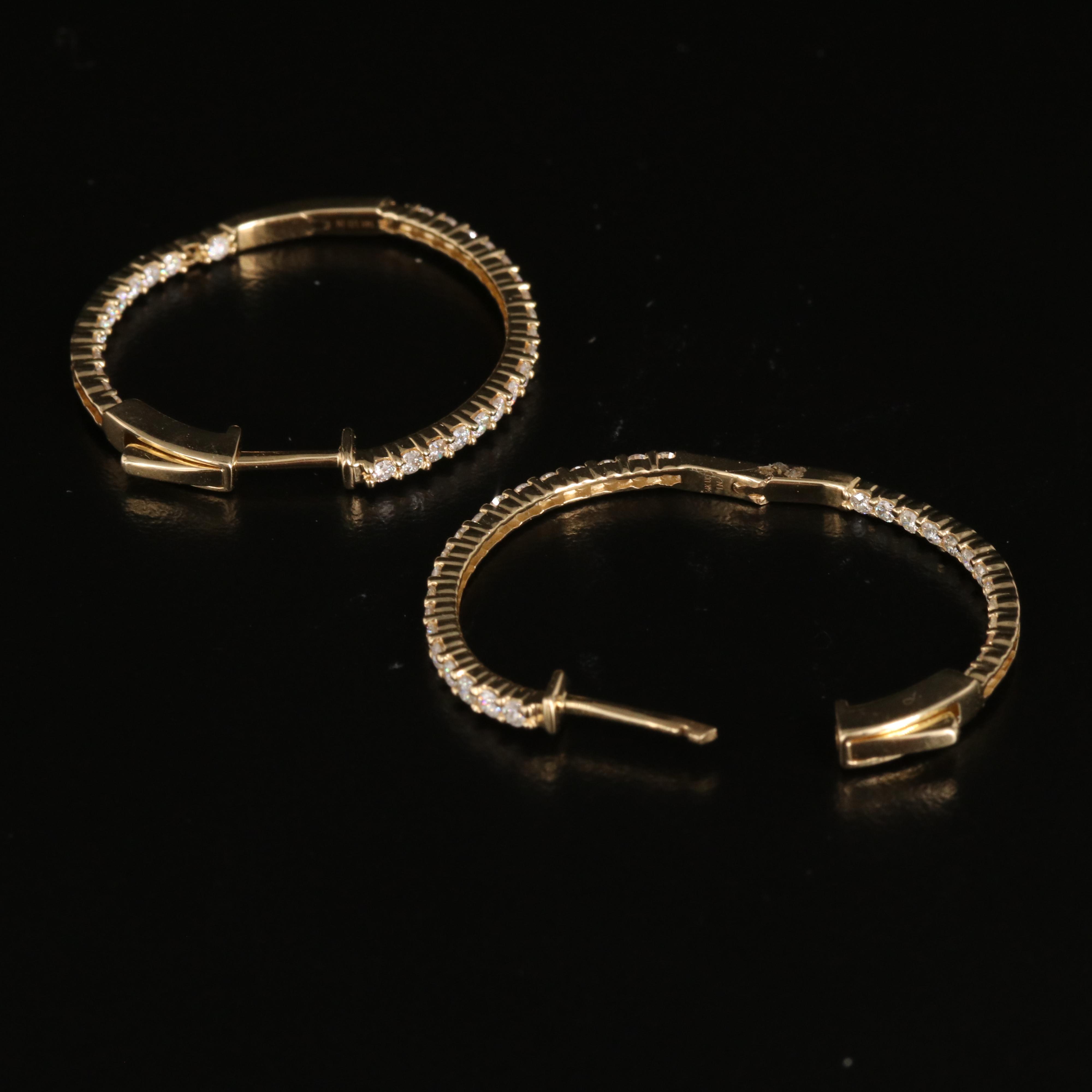 14K 1.00 CTW Diamond Inside-Out Hoop Earrings