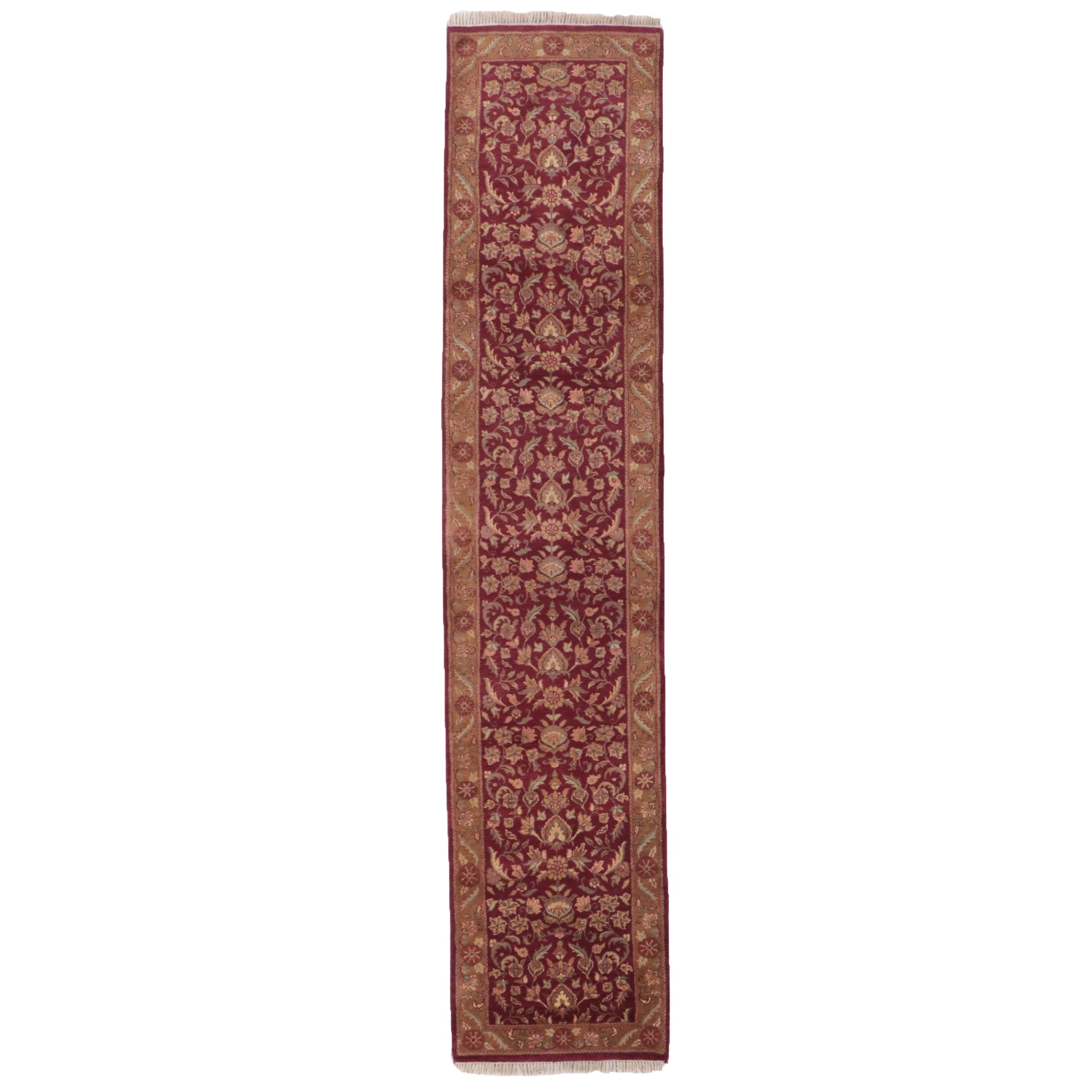 2'8 x 12'8 Hand-Knotted Indian Agra Carpet Runner