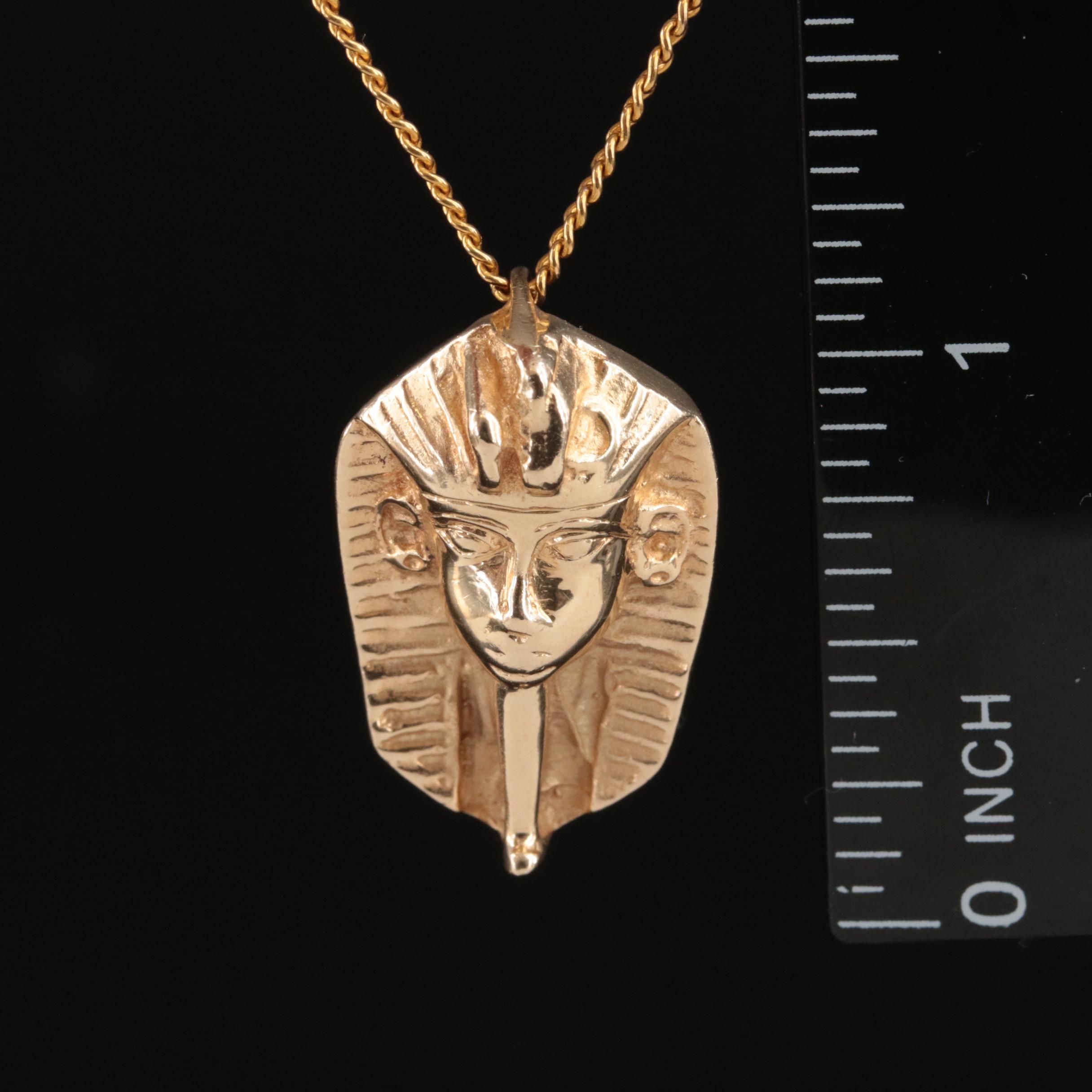 14K Pharoah Tutankhamun Pendant Necklace