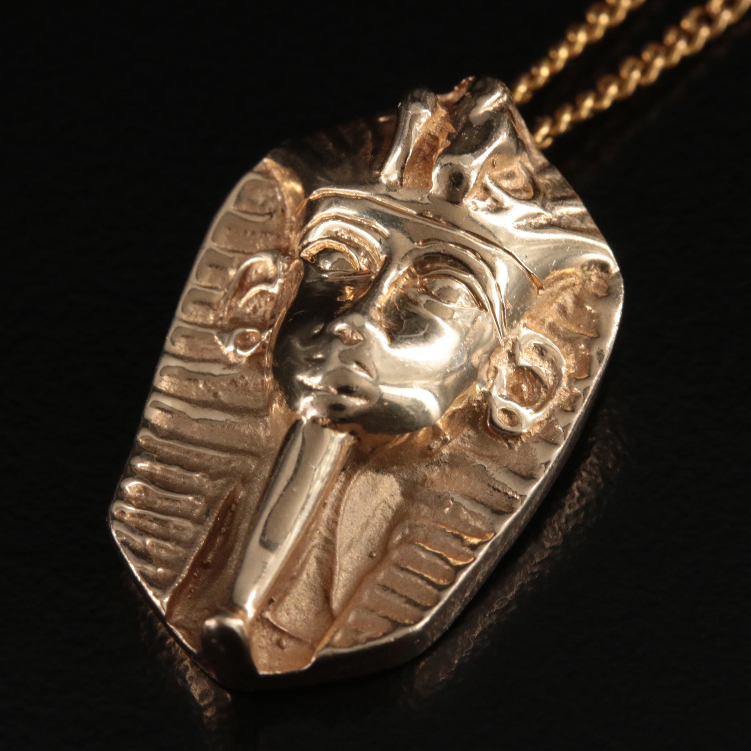 14K Pharoah Tutankhamun Pendant Necklace
