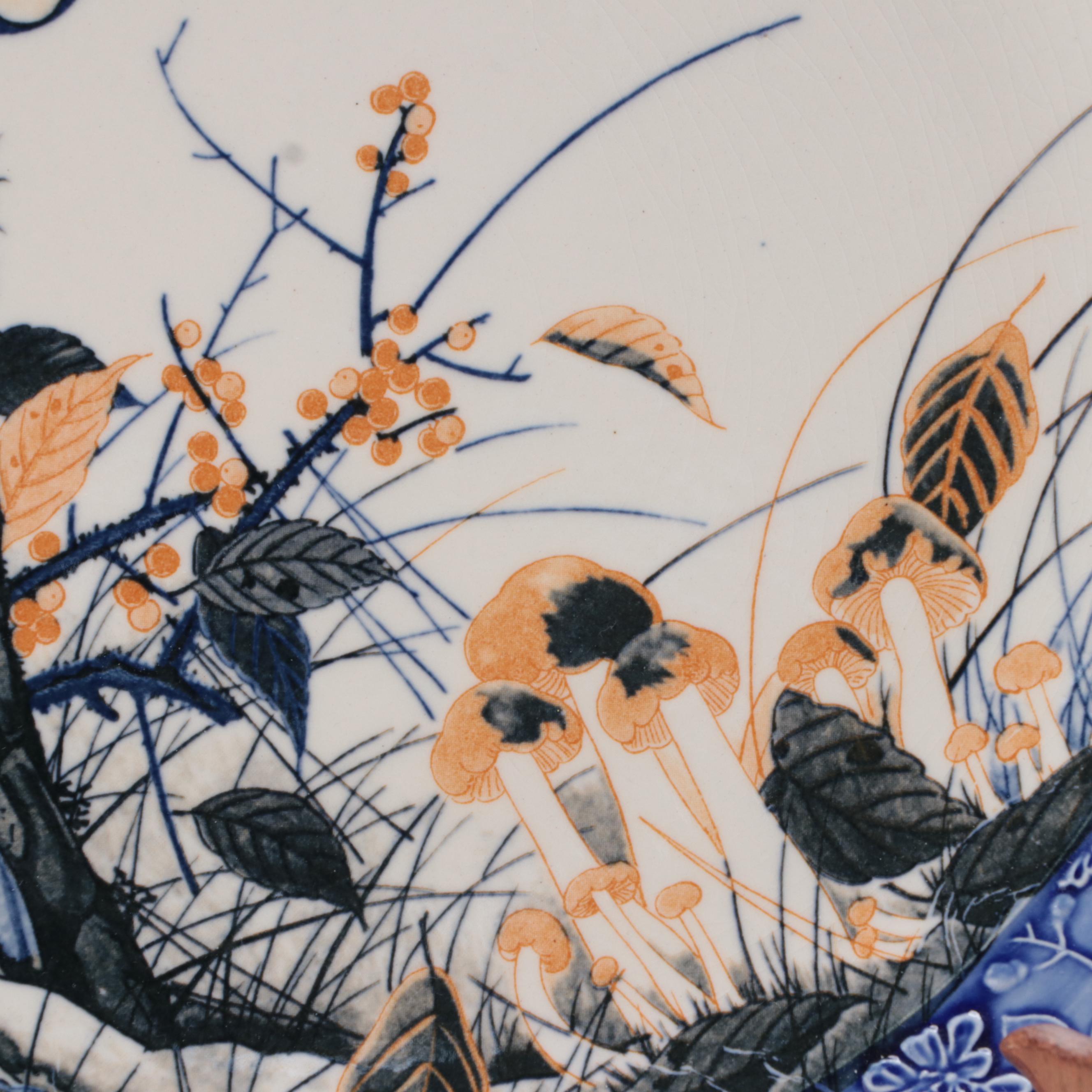 Hammersmith Farm Bird-Themed Ceramic Plate with Stand, Late 20th Century