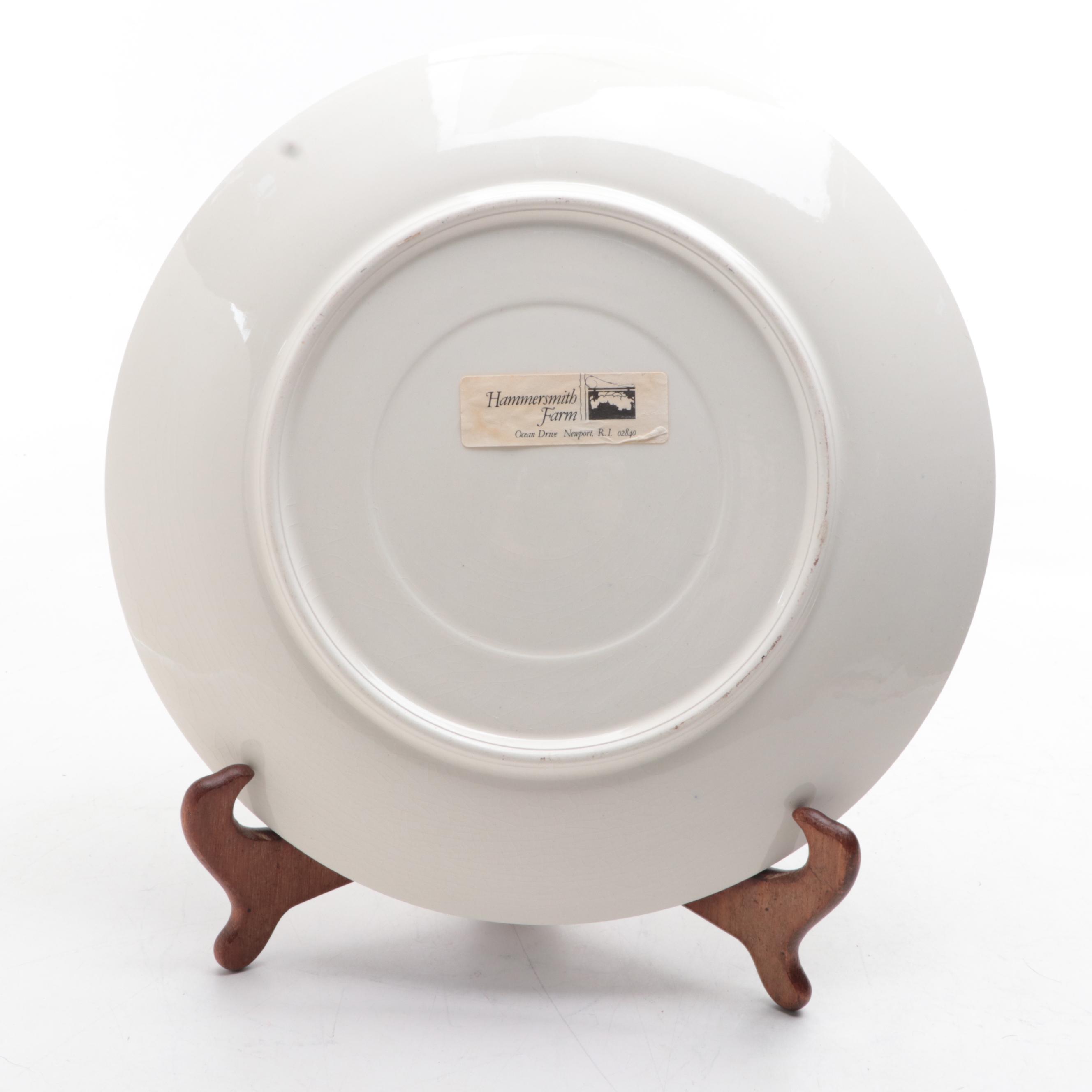 Hammersmith Farm Bird-Themed Ceramic Plate with Stand, Late 20th Century