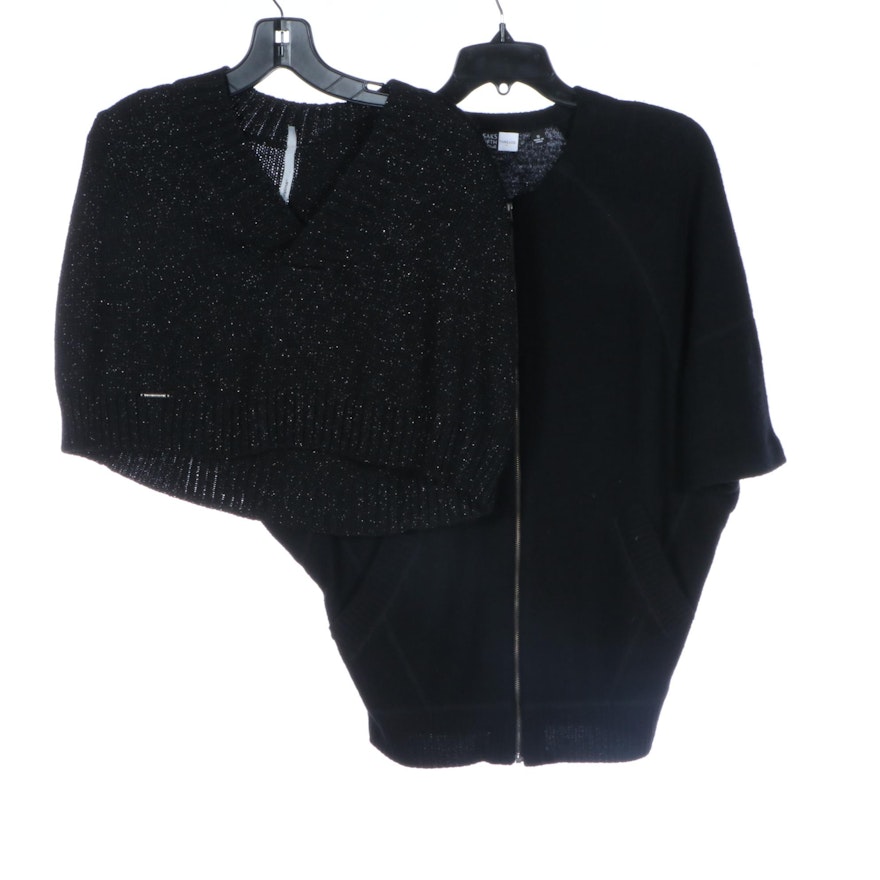 Cop. Copine Cache Épaule and Saks Fifth Avenue Zip-Up Sweater in Wool