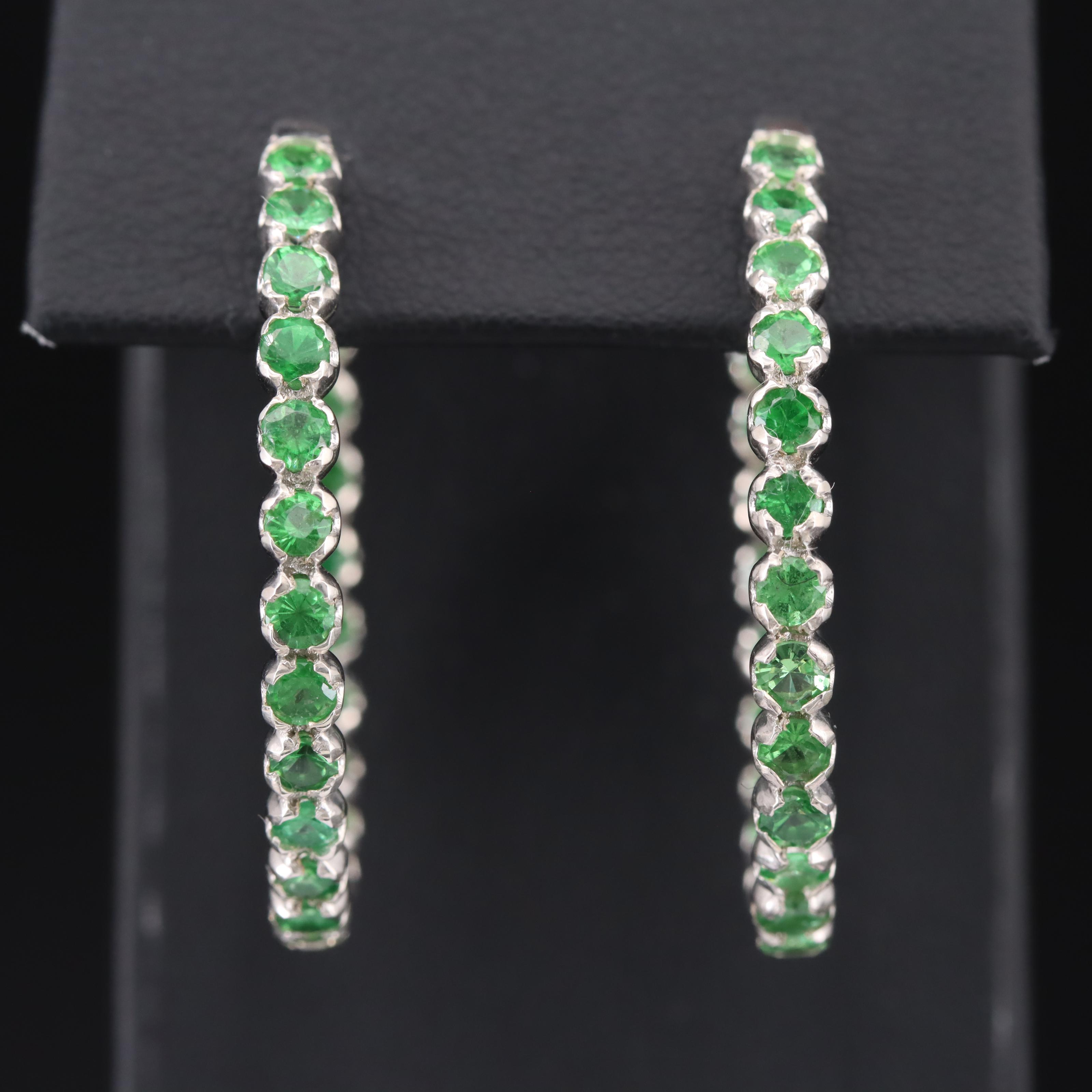 Sterling Diopside Inside-Out Hoop Earrings
