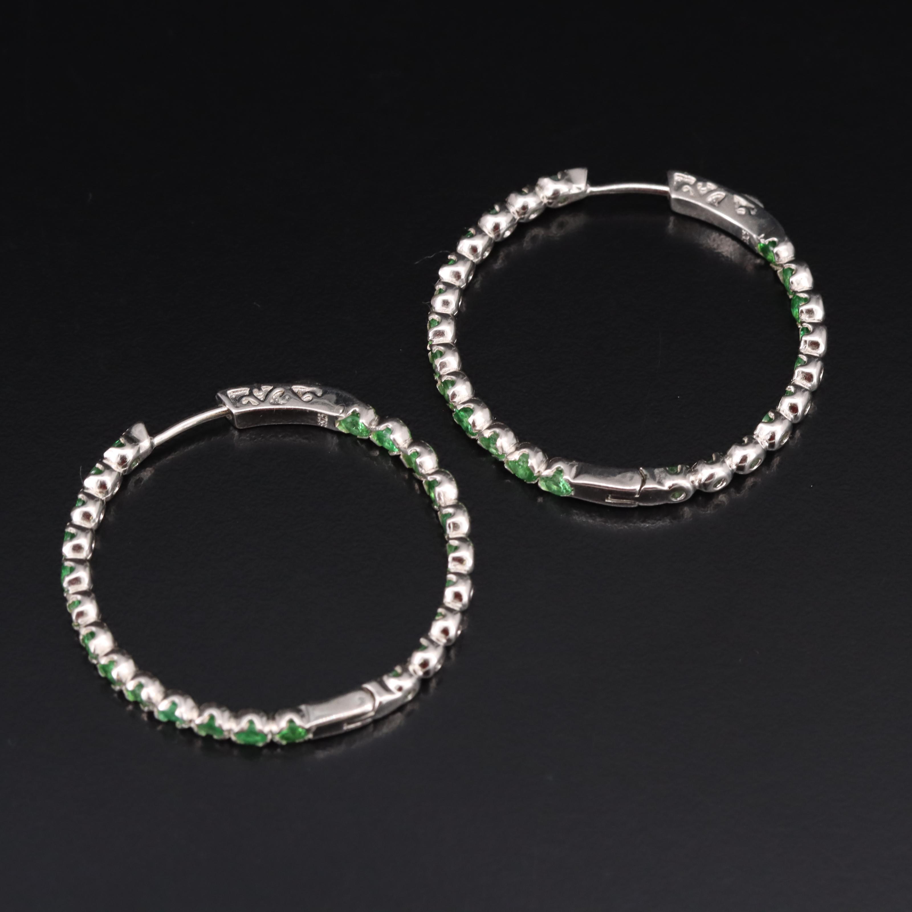 Sterling Diopside Inside-Out Hoop Earrings