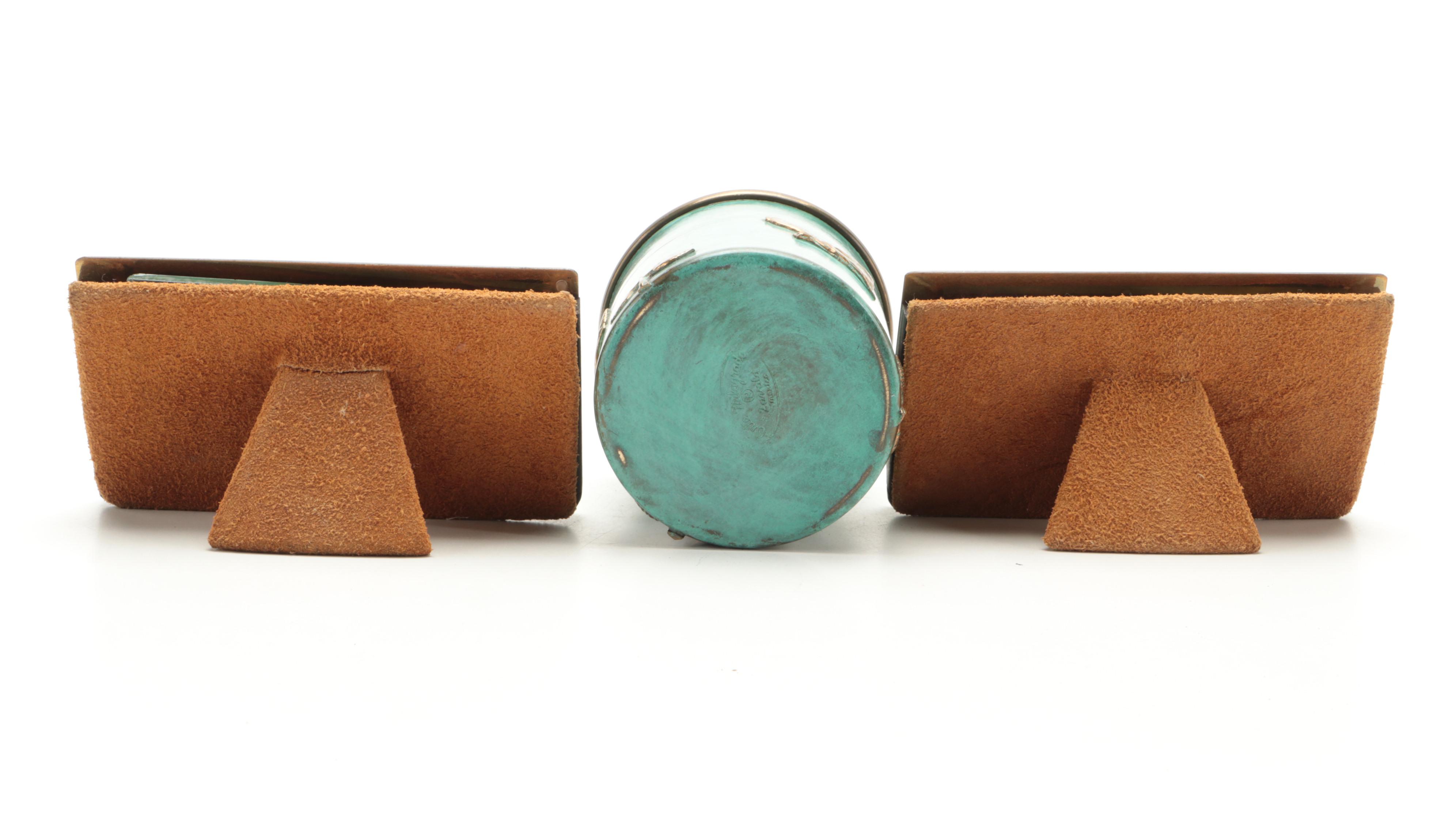 Wood and Metal Cow Figurines with Boxes and Other Décor