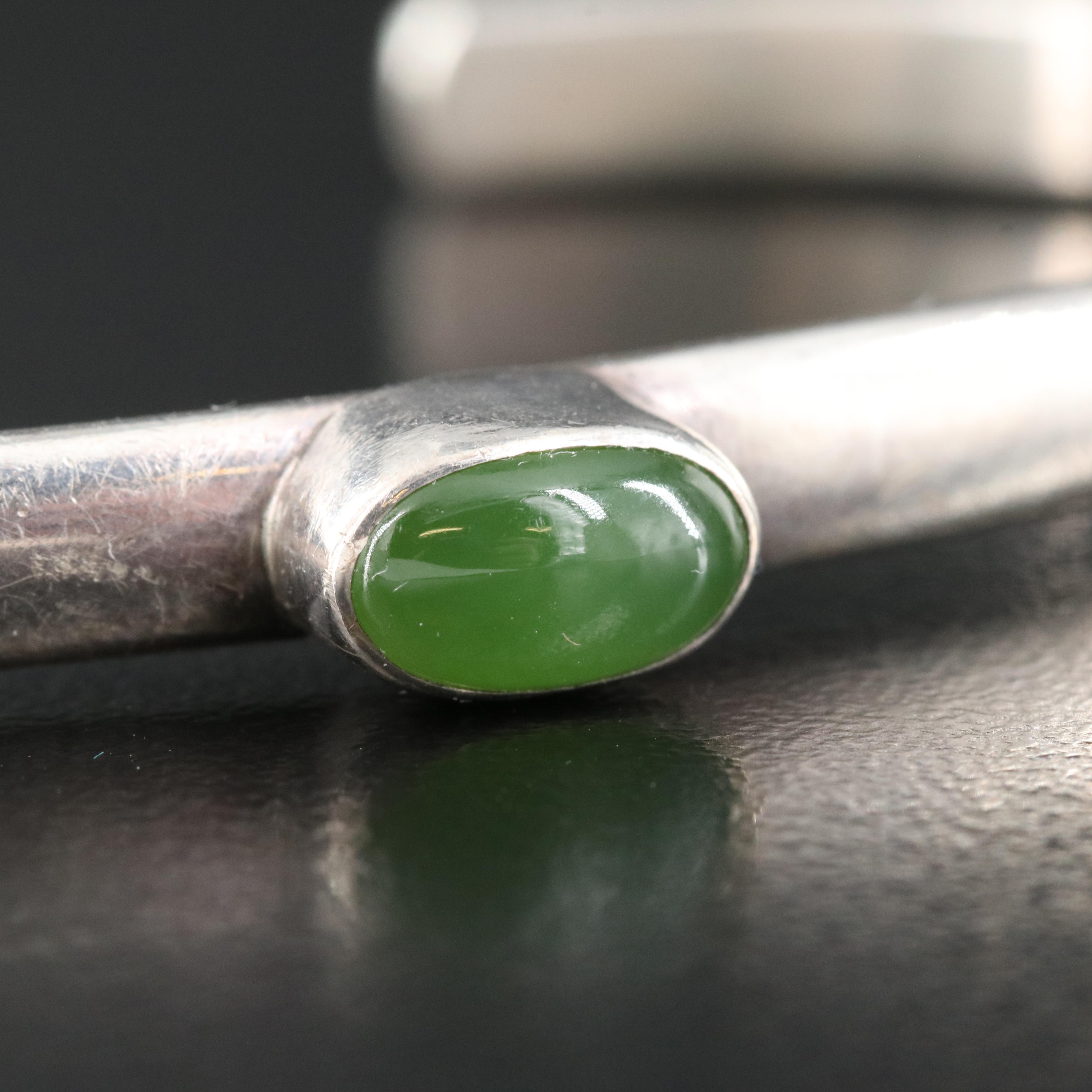 Sterling Nephrite Cuff