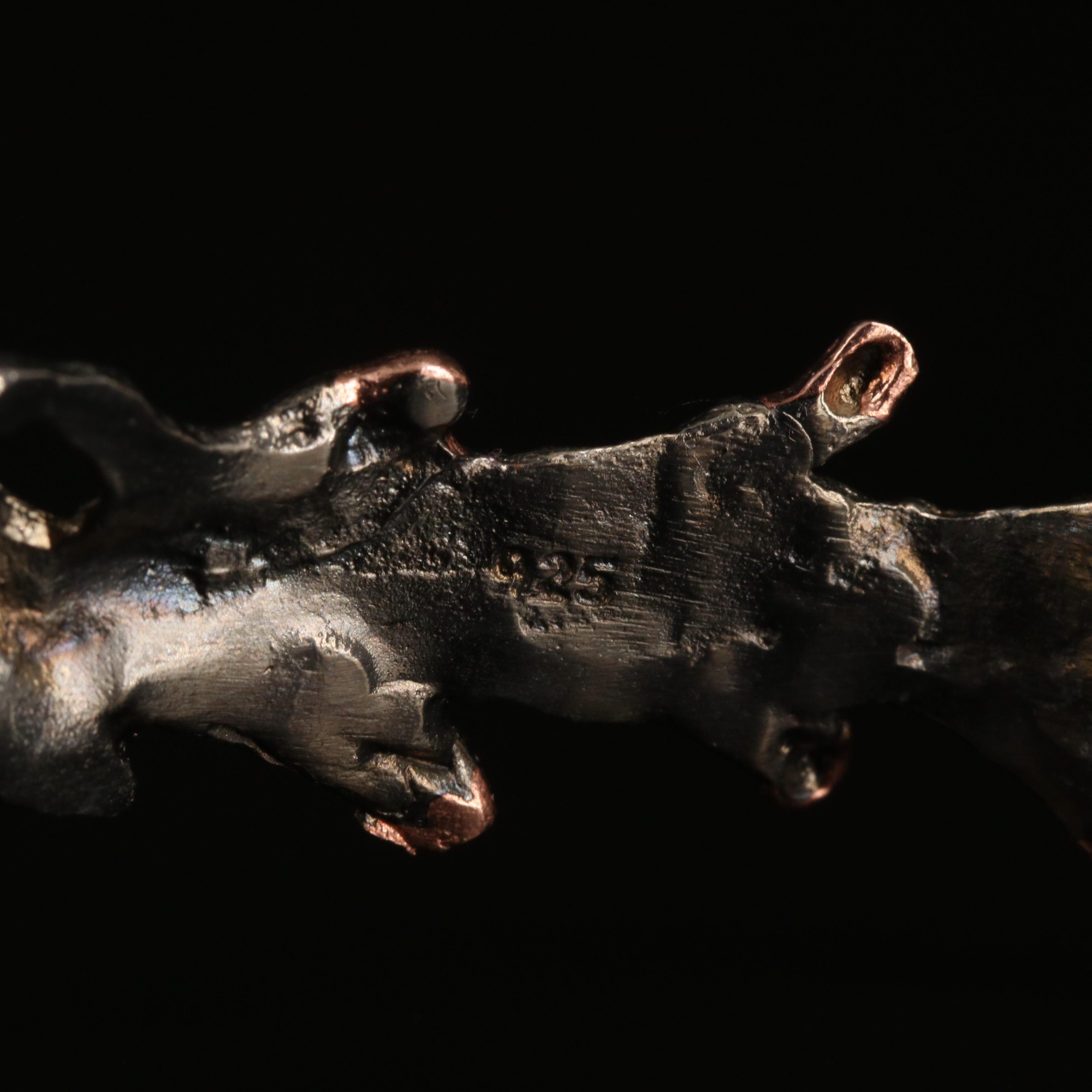 Sterling Two Tone Pearl and Gemstone Sea Life Cuff