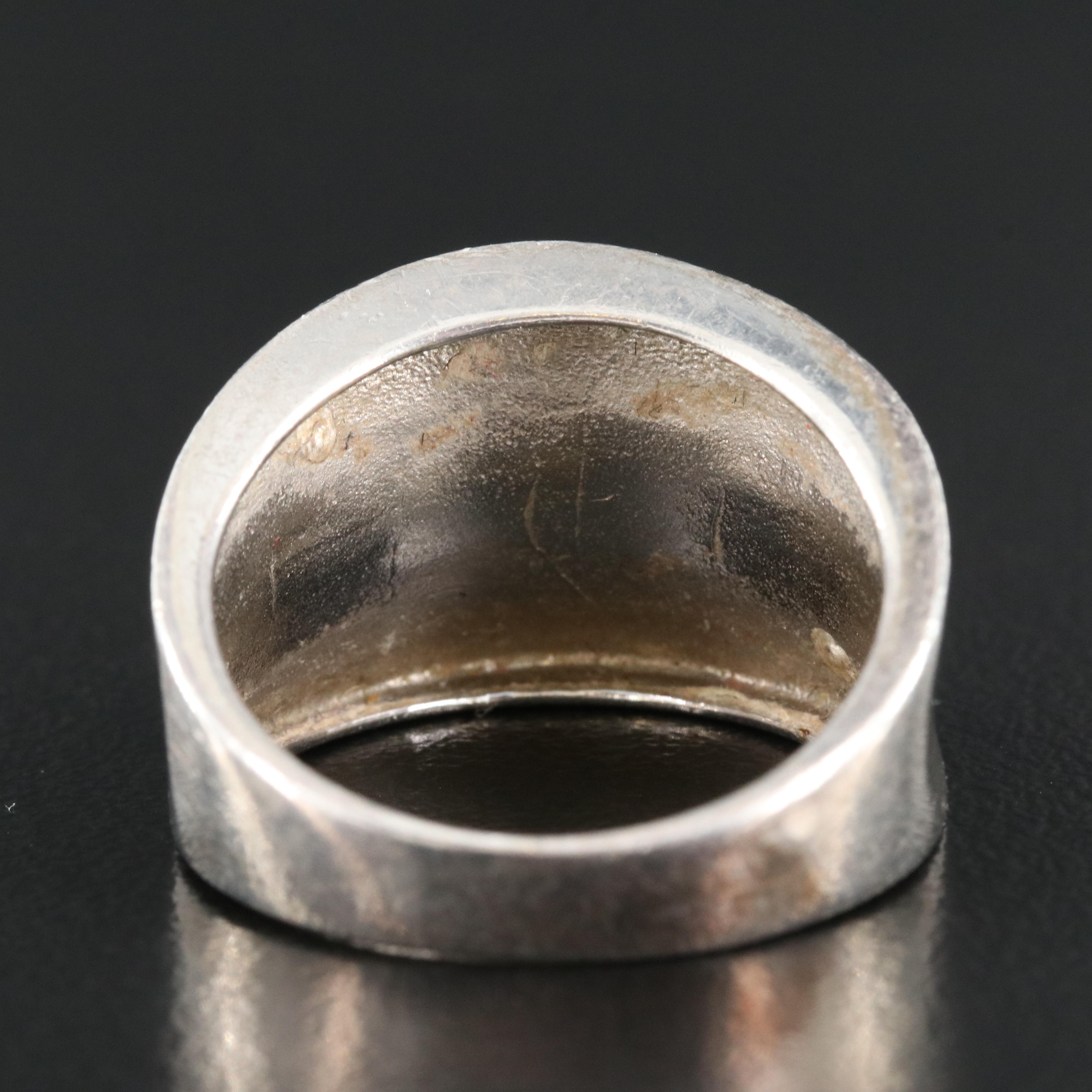 Sterling Diamond Foliate Saddle Ring