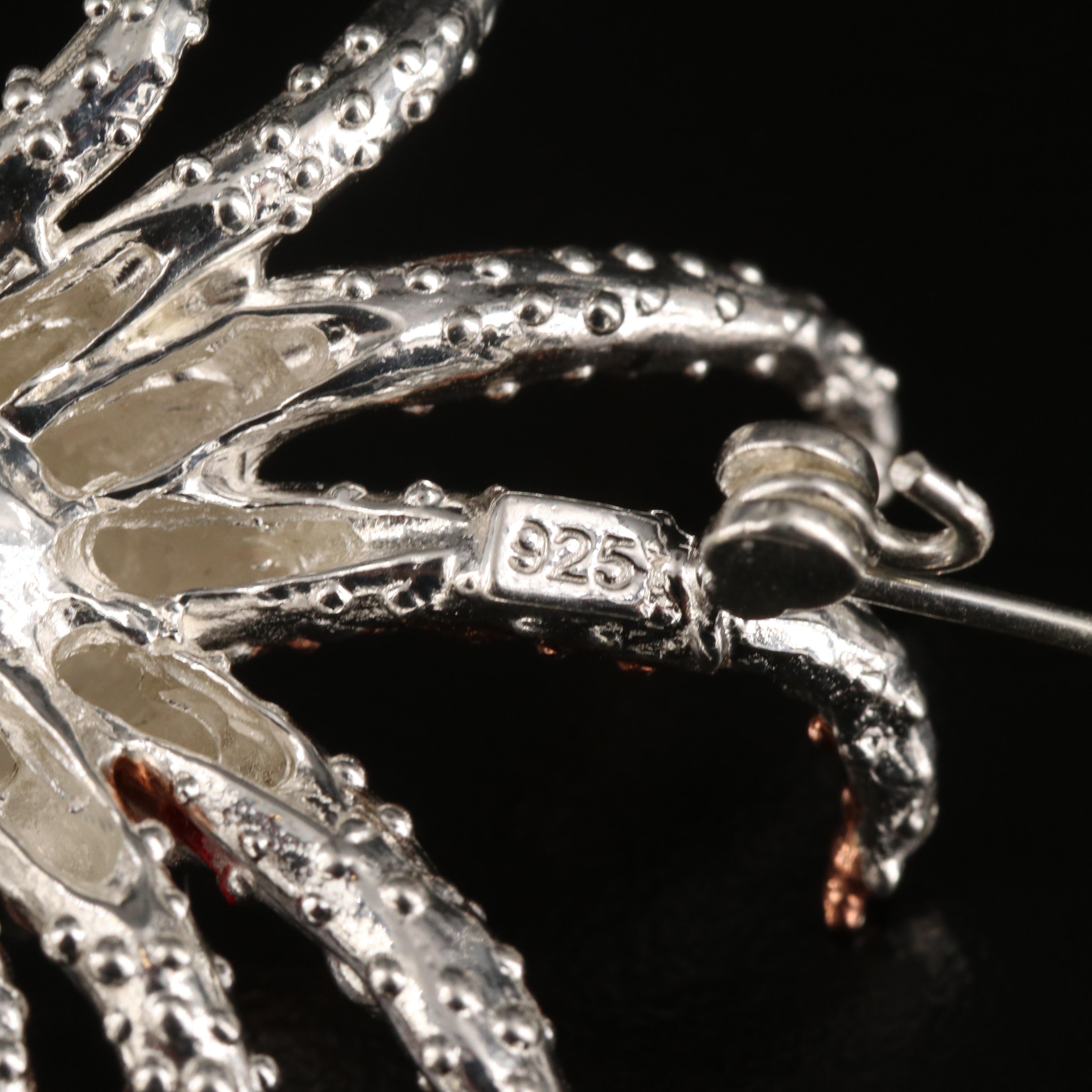 Sterling Pearl and Opal Octopus Brooch