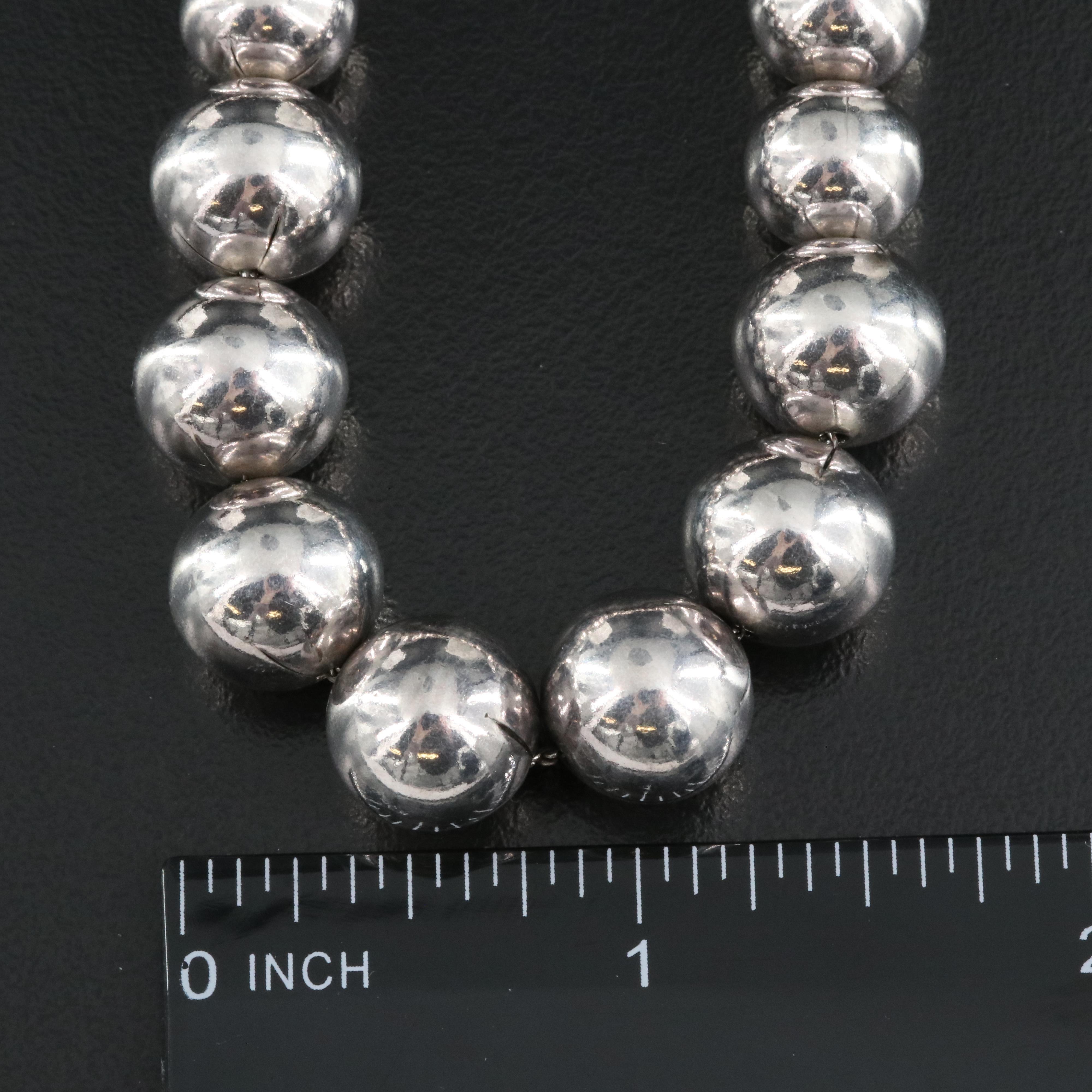 Italian Sterling Graduated Beaded Necklace