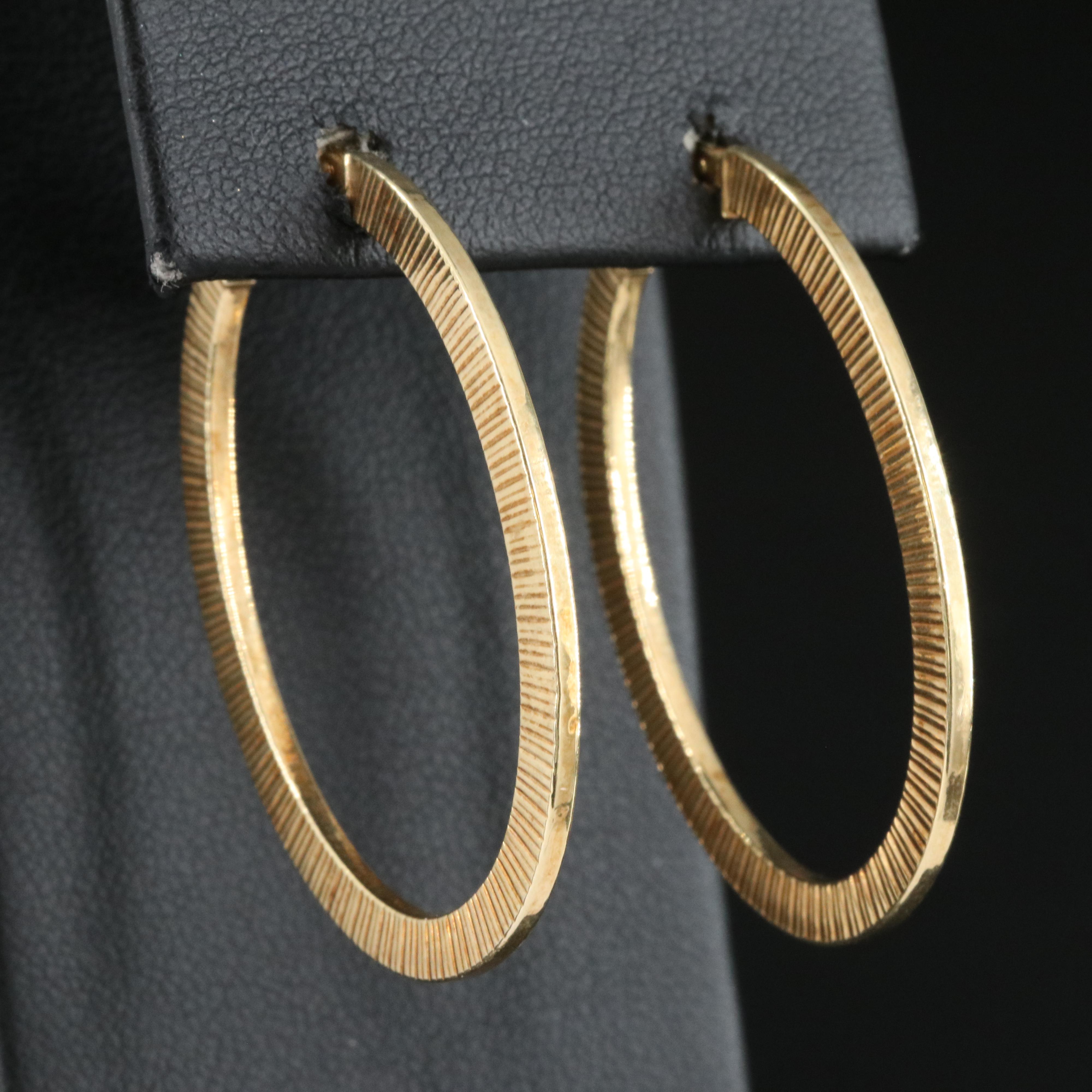 Italian 14K Oval Hoop Earrings