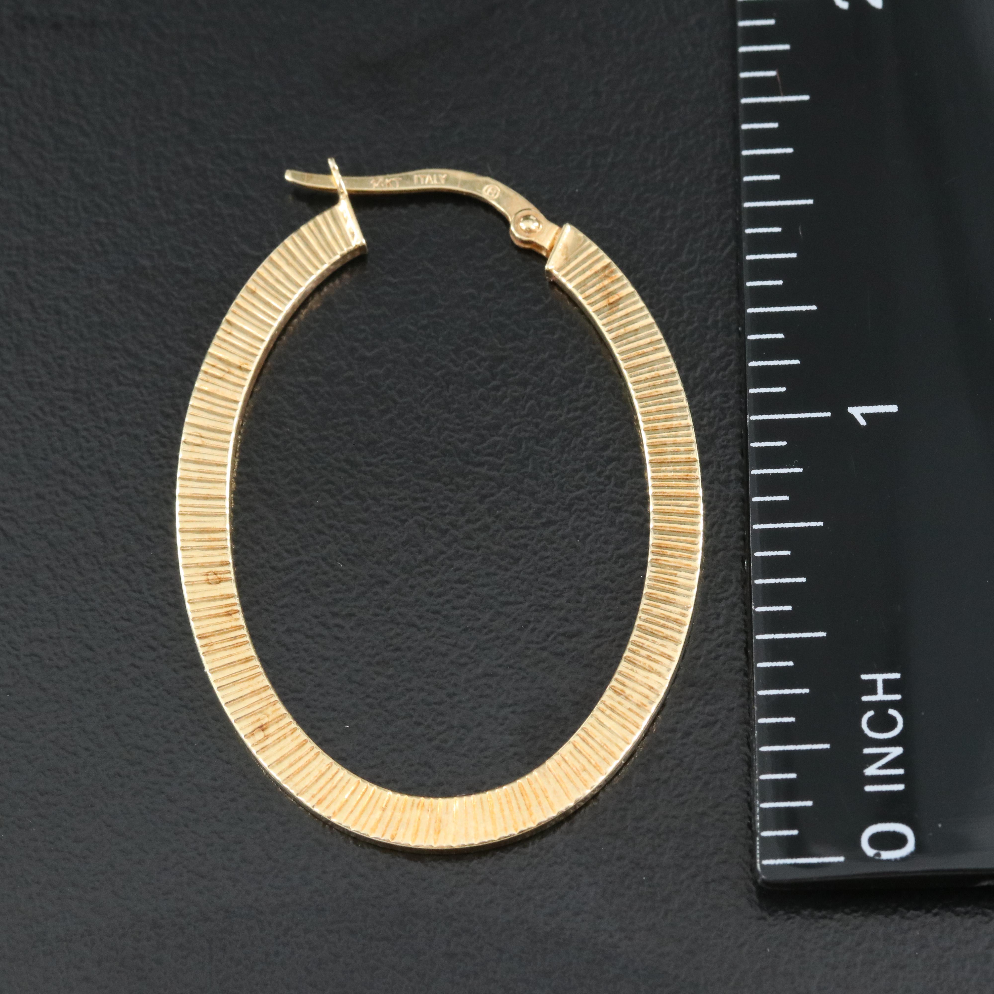 Italian 14K Oval Hoop Earrings
