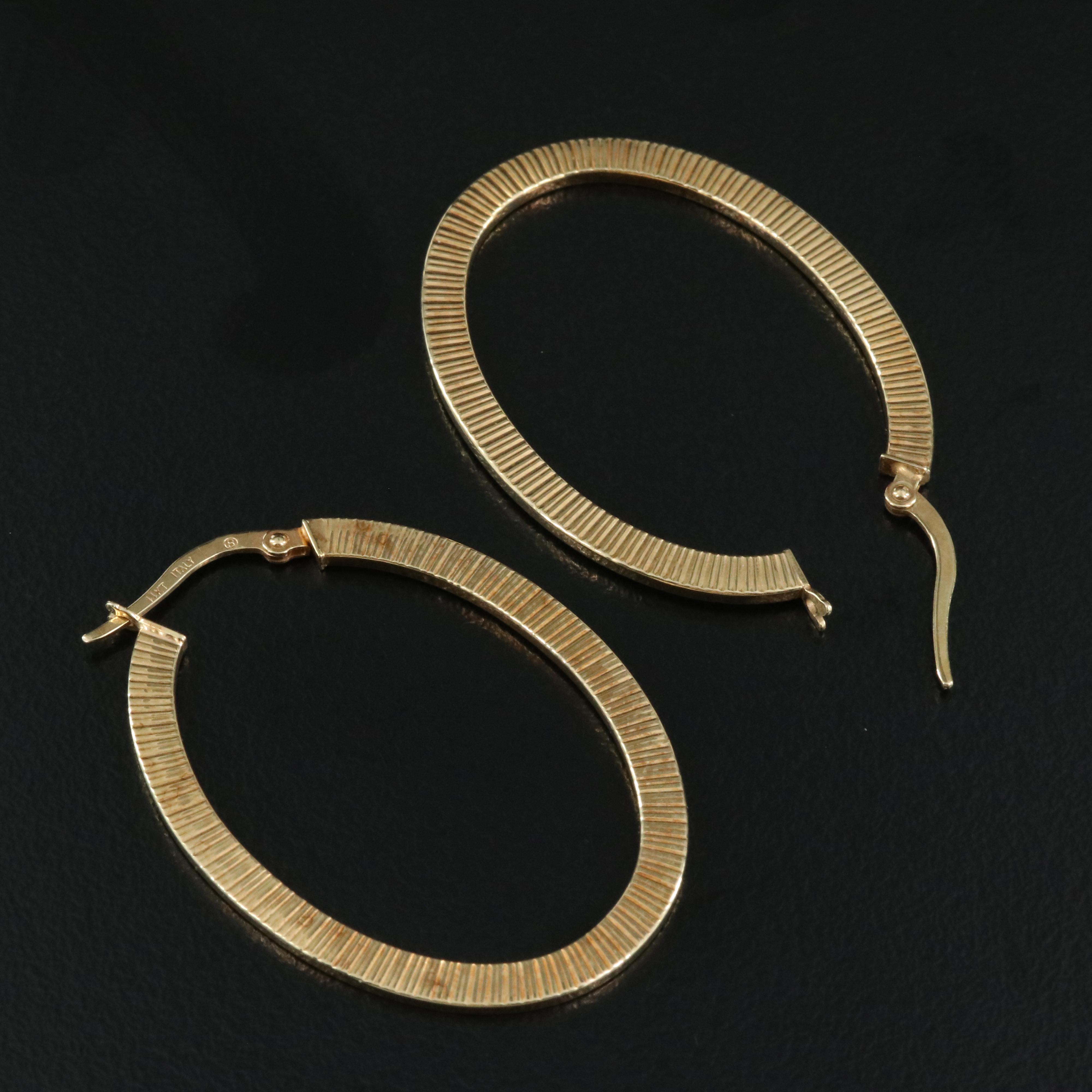 Italian 14K Oval Hoop Earrings